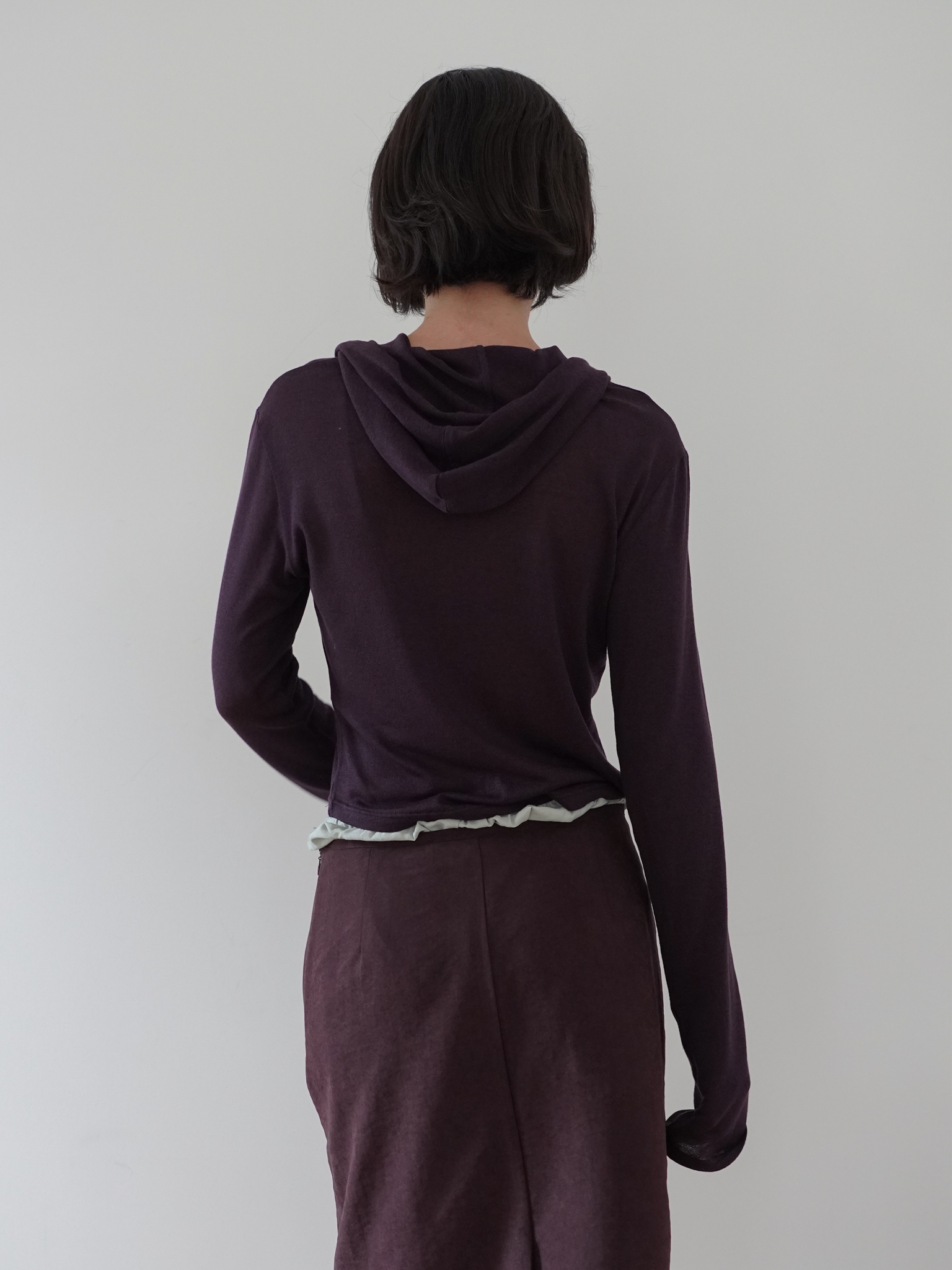 Hooded Wool Blend Long Sleeve - purple