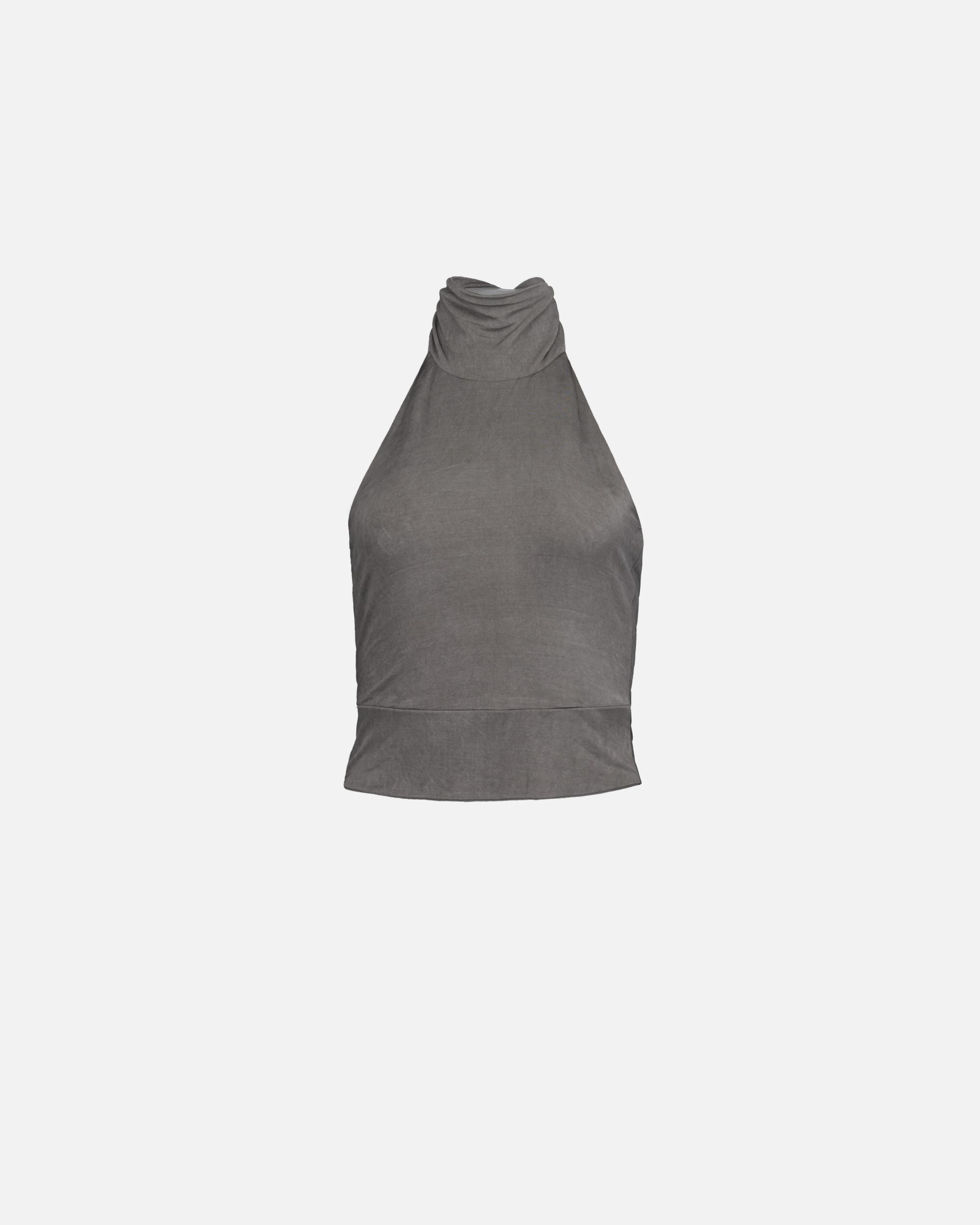 Block Scarf Halter - smoke