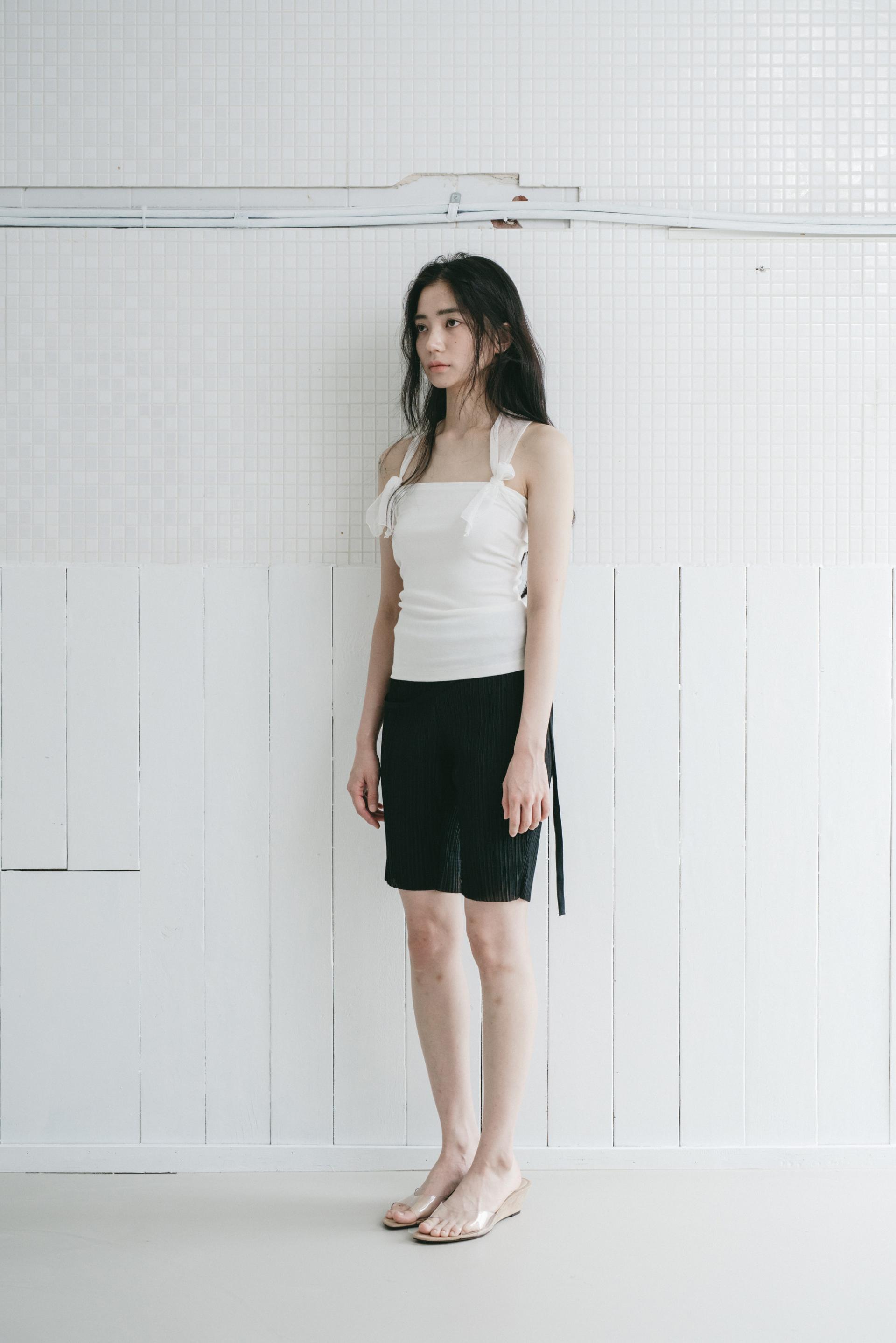 Pleated Biker Shorts