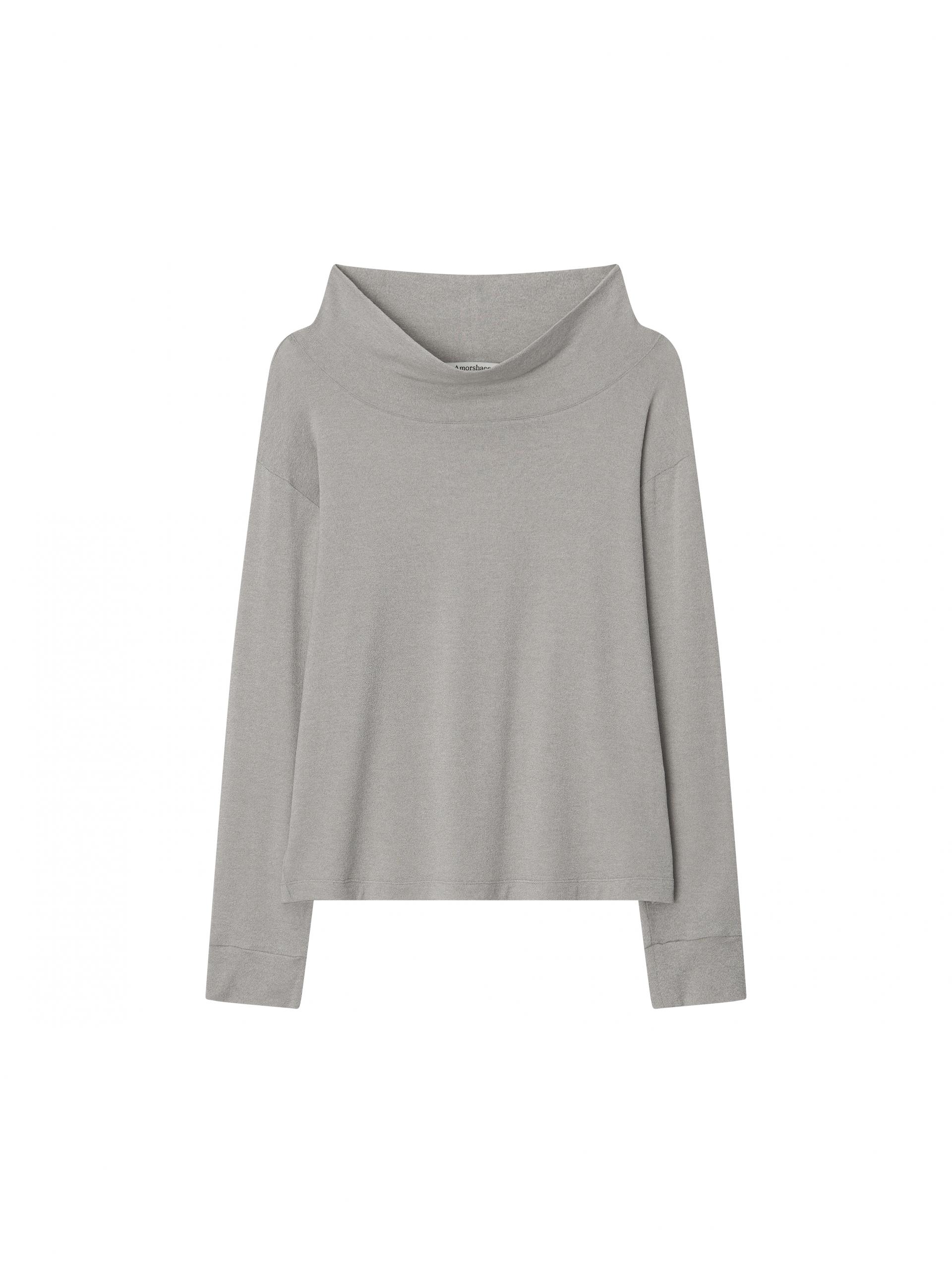 Off-Shoulder Wool Blend Long Sleeve - light grey