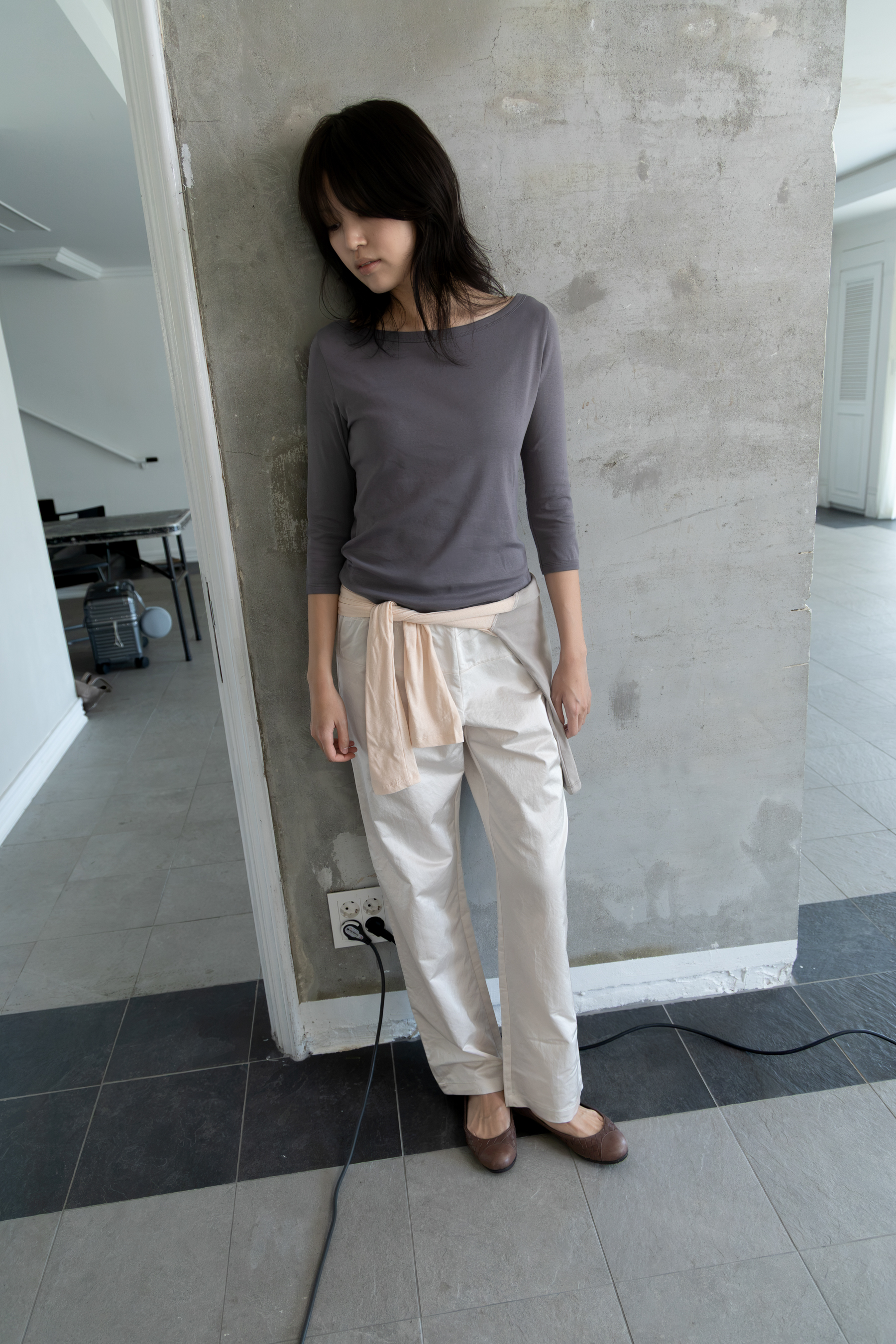 Boatneck 3/4 Sleeve Tee - charcoal / 10월 29일 출고
