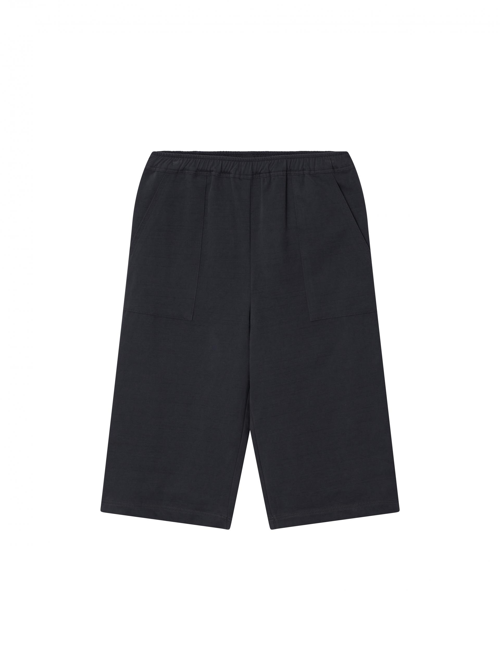 Back Button Cotton Half Pants - charcoal