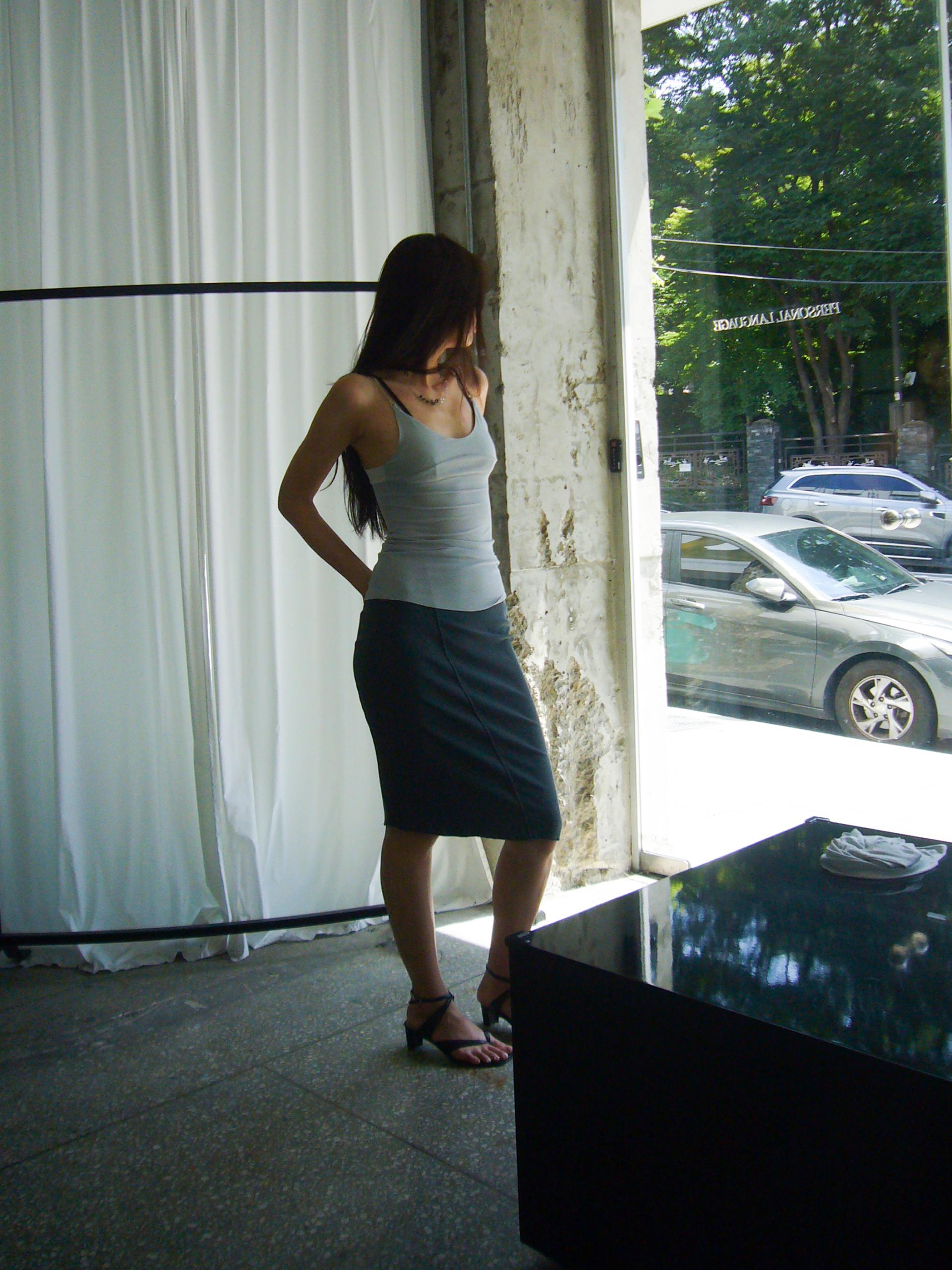 Mid Rib Skirt - charcoal blue