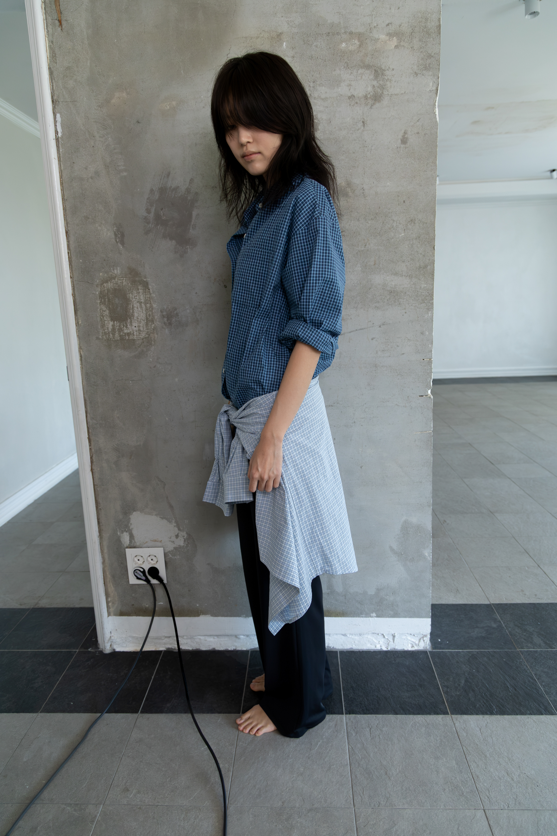 Cotton Check Shirt - blue