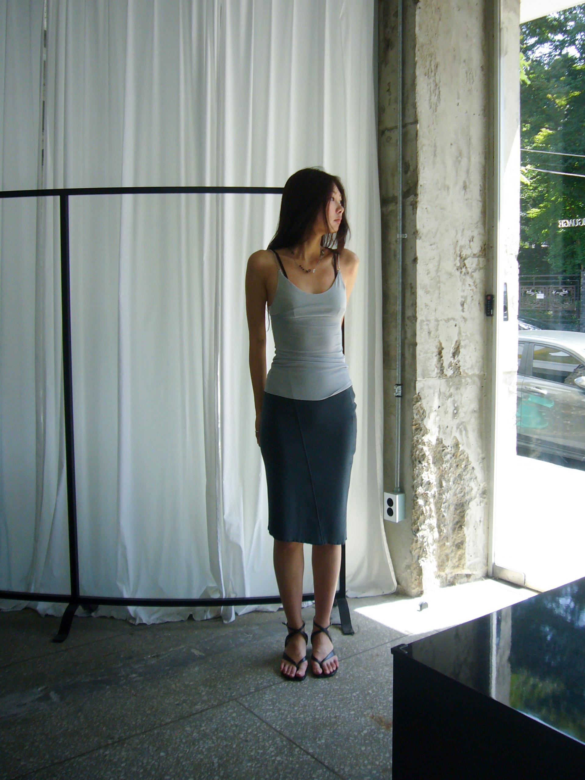 Mid Rib Skirt - charcoal blue