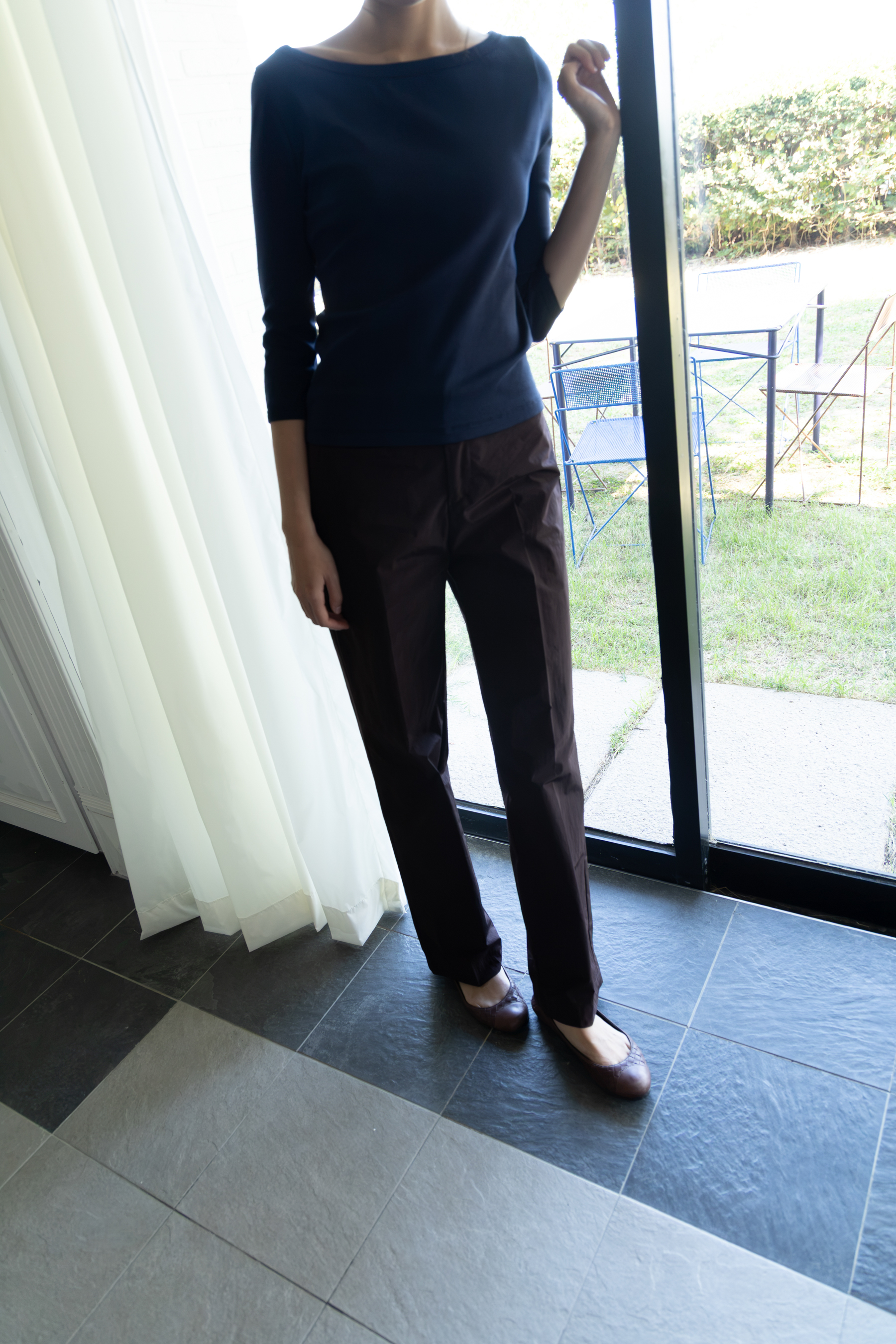 Boatneck 3/4 Sleeve Tee - navy