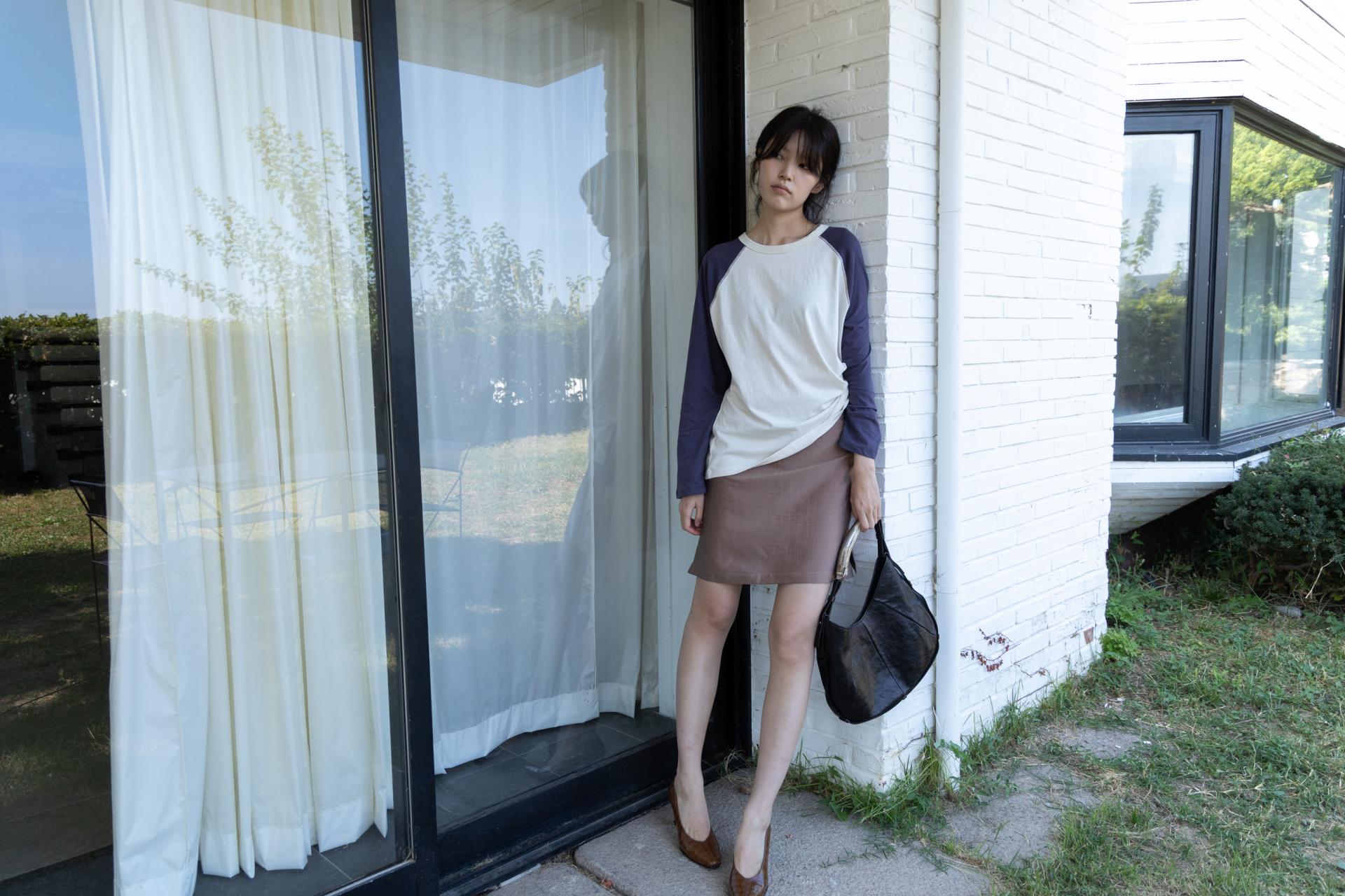 Textured Midi Skirt - wood