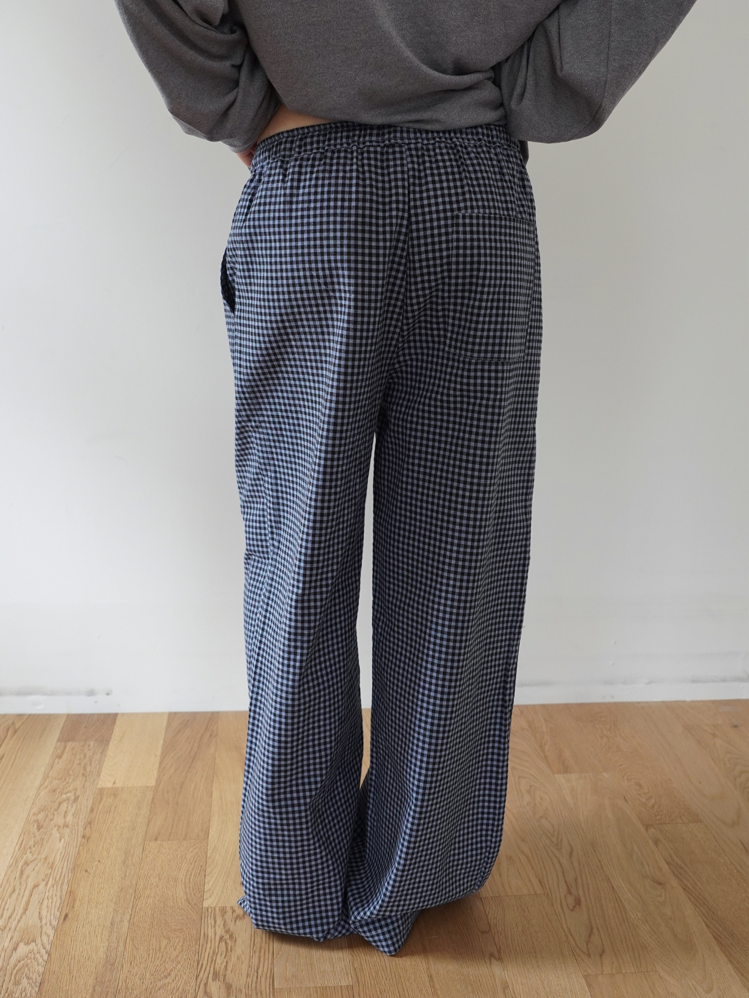 Banding Pants - check navy