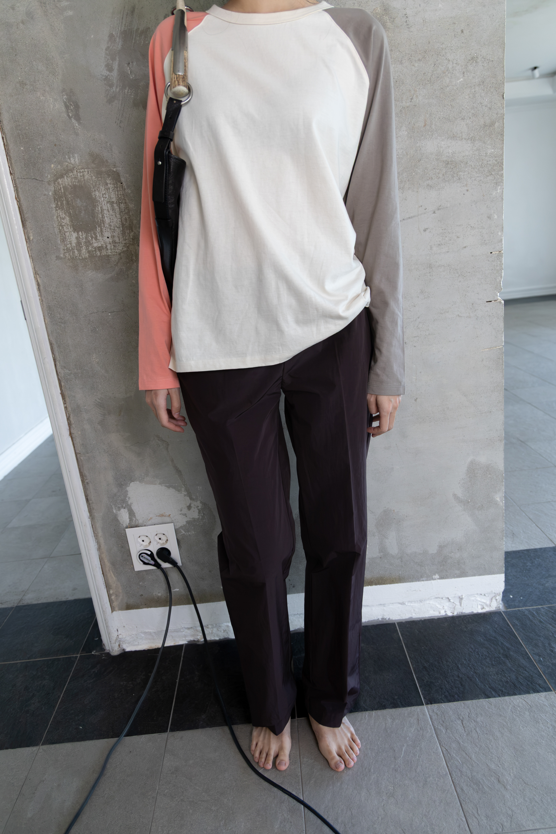 Color Block Raglan - brown/coral / 10월 5일 출고
