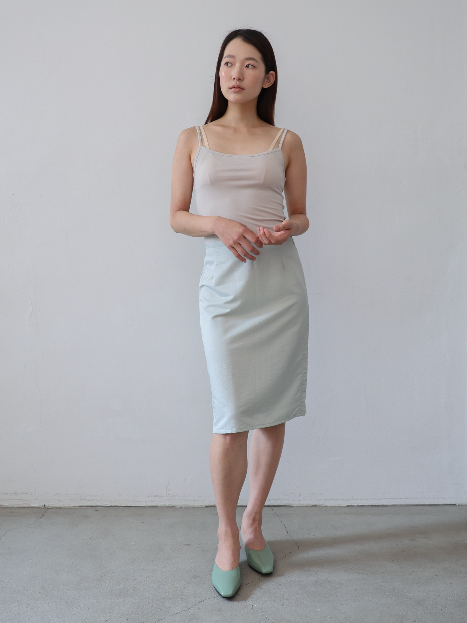 Satin Midi Skirt - mint