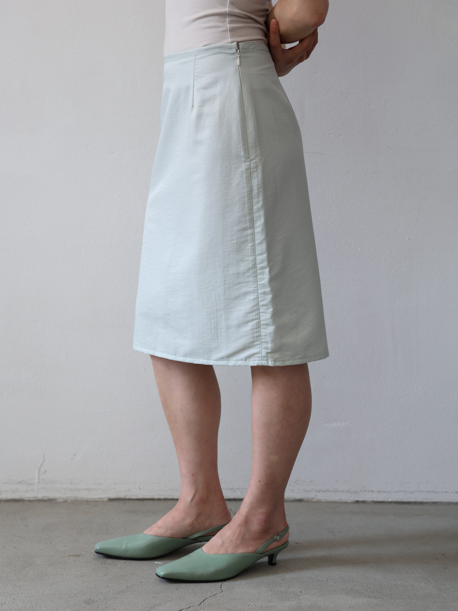 Satin Midi Skirt - mint