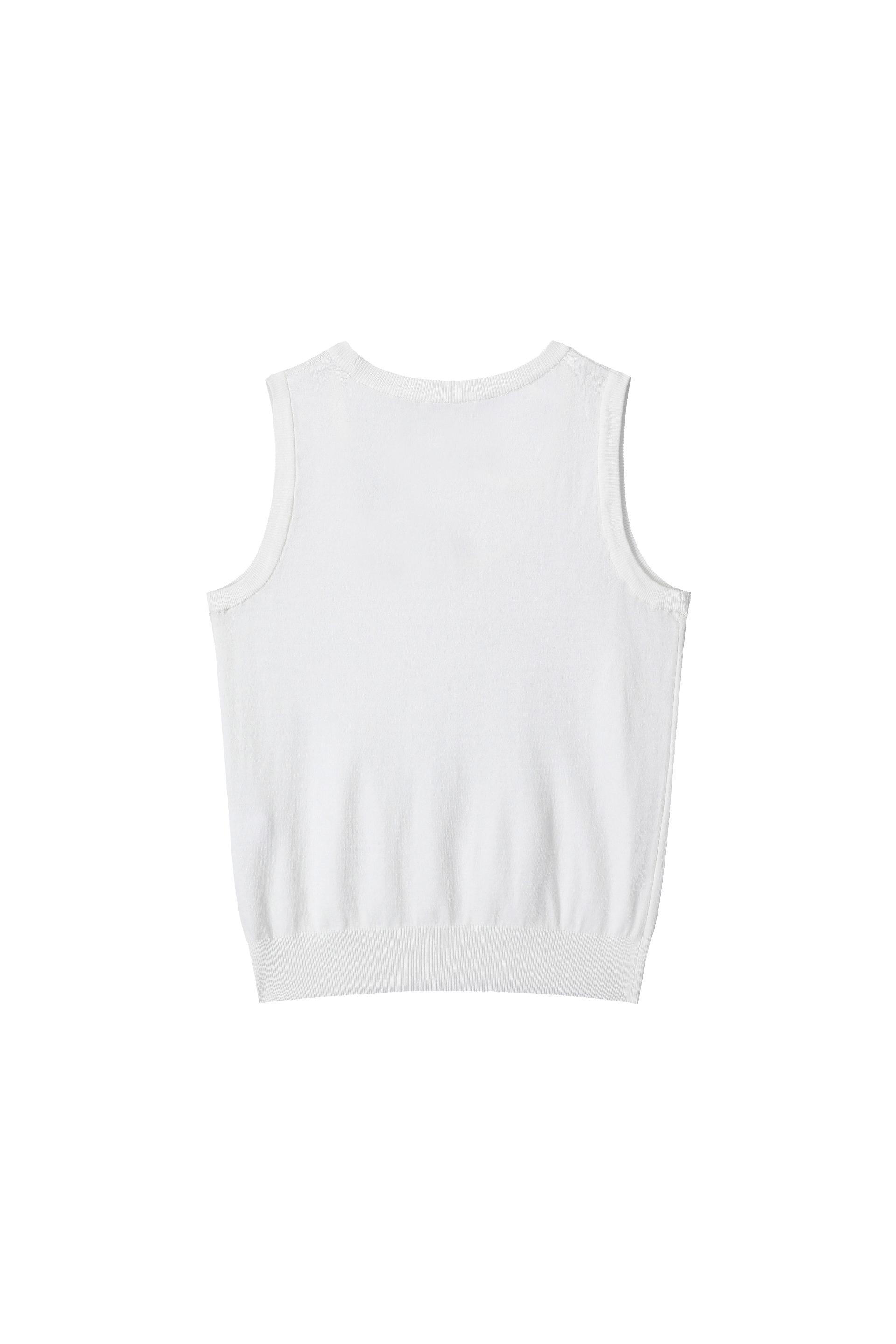 U-neck Knit Vest - ivory
