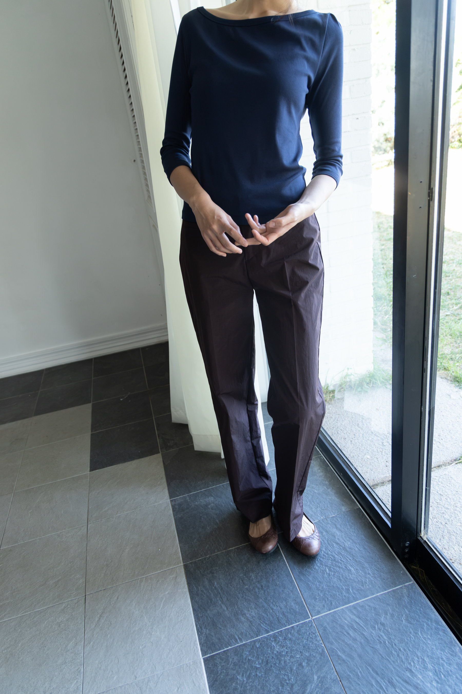 Boatneck 3/4 Sleeve Tee - navy