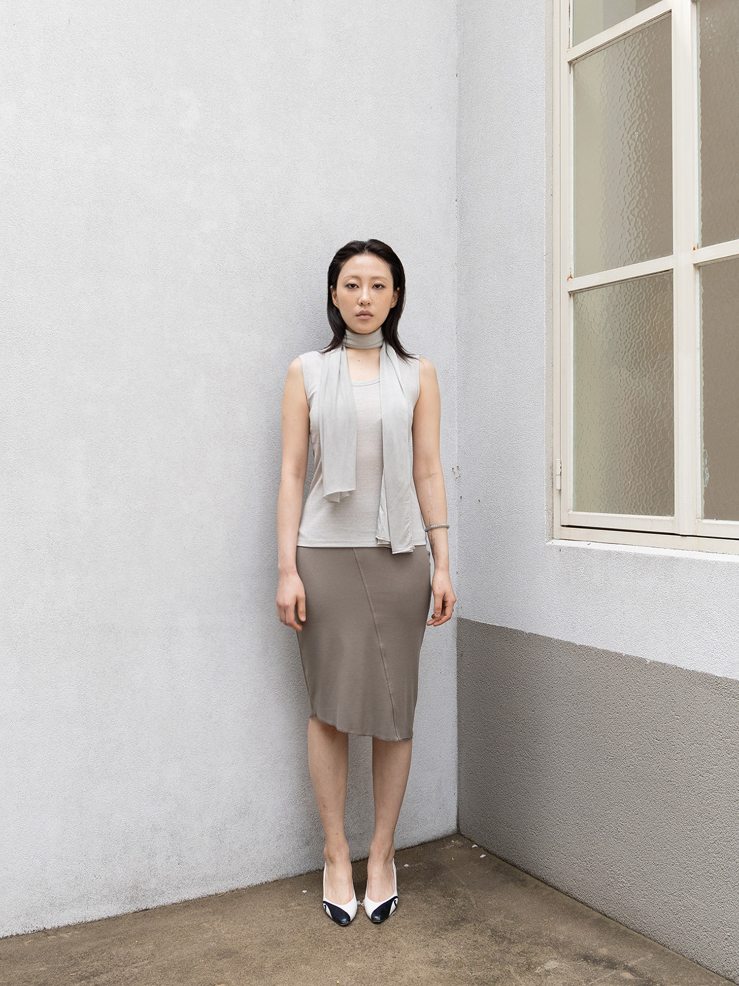 Mid Rib Skirt - khaki grey