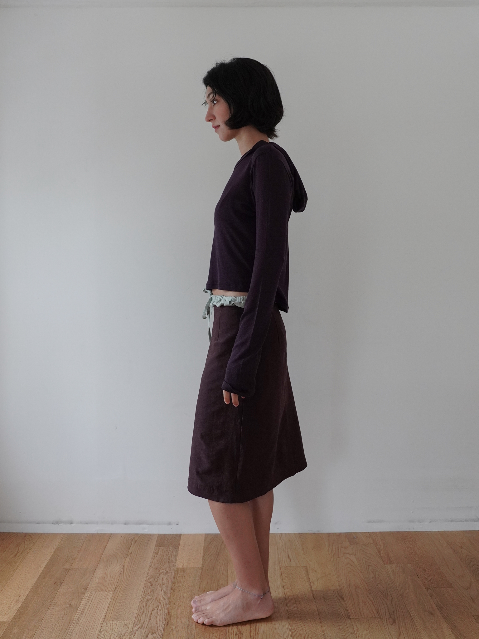 Hooded Wool Blend Long Sleeve - purple