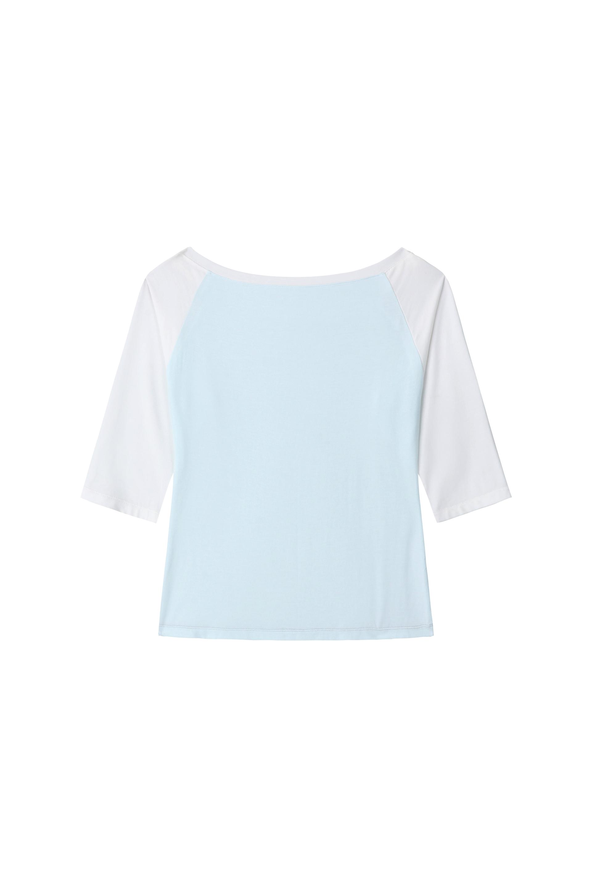 Raglan Half Sleeve T-Shirt - sky/white