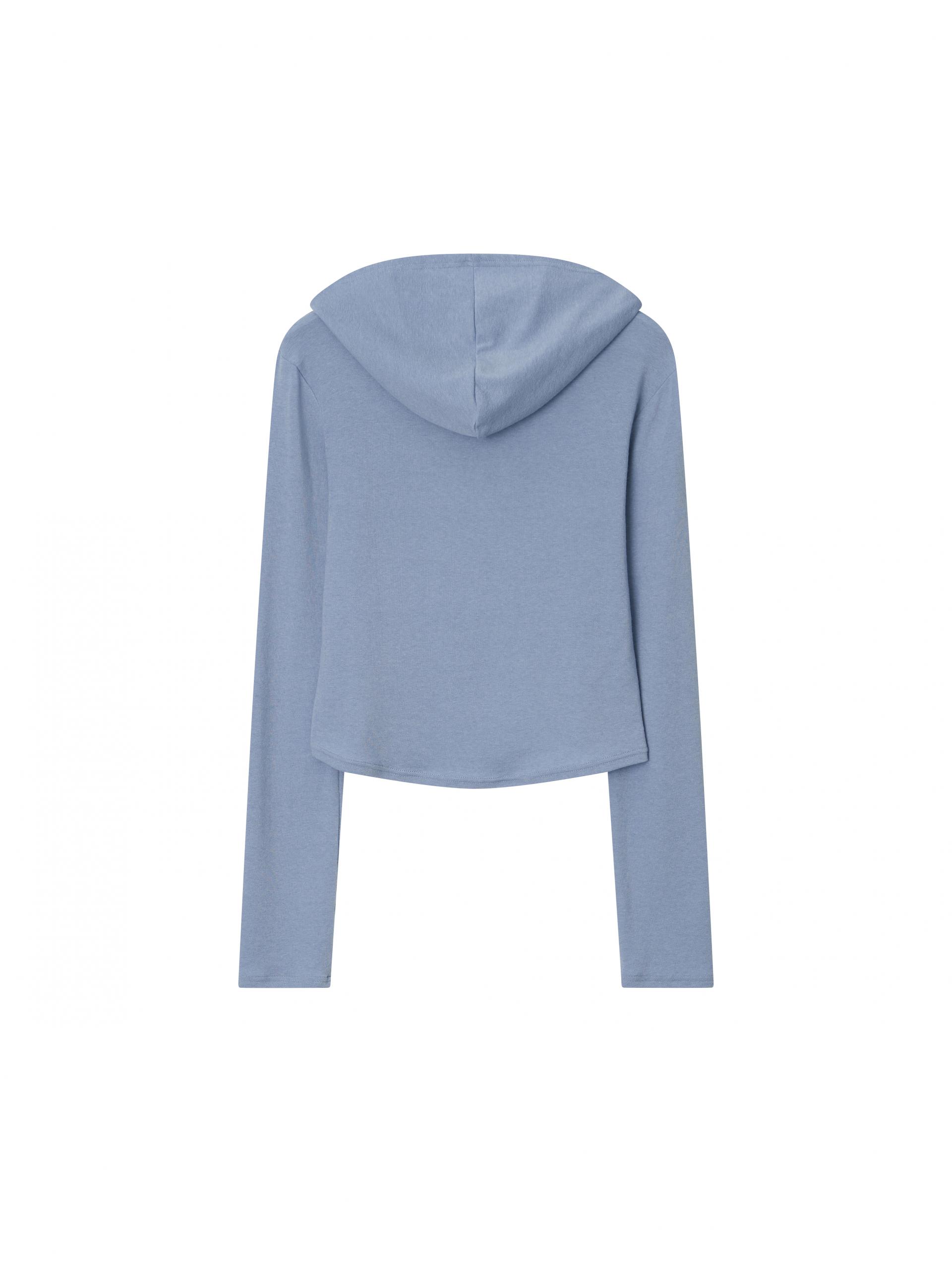 Hooded Wool Blend Long Sleeve - light blue