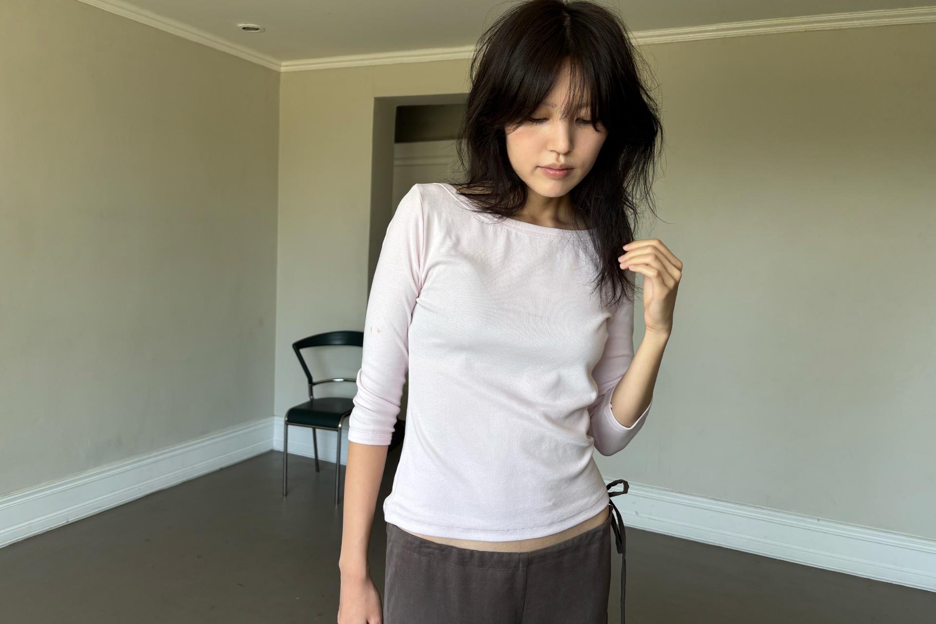 Boatneck 3/4 Sleeve Tee - pink