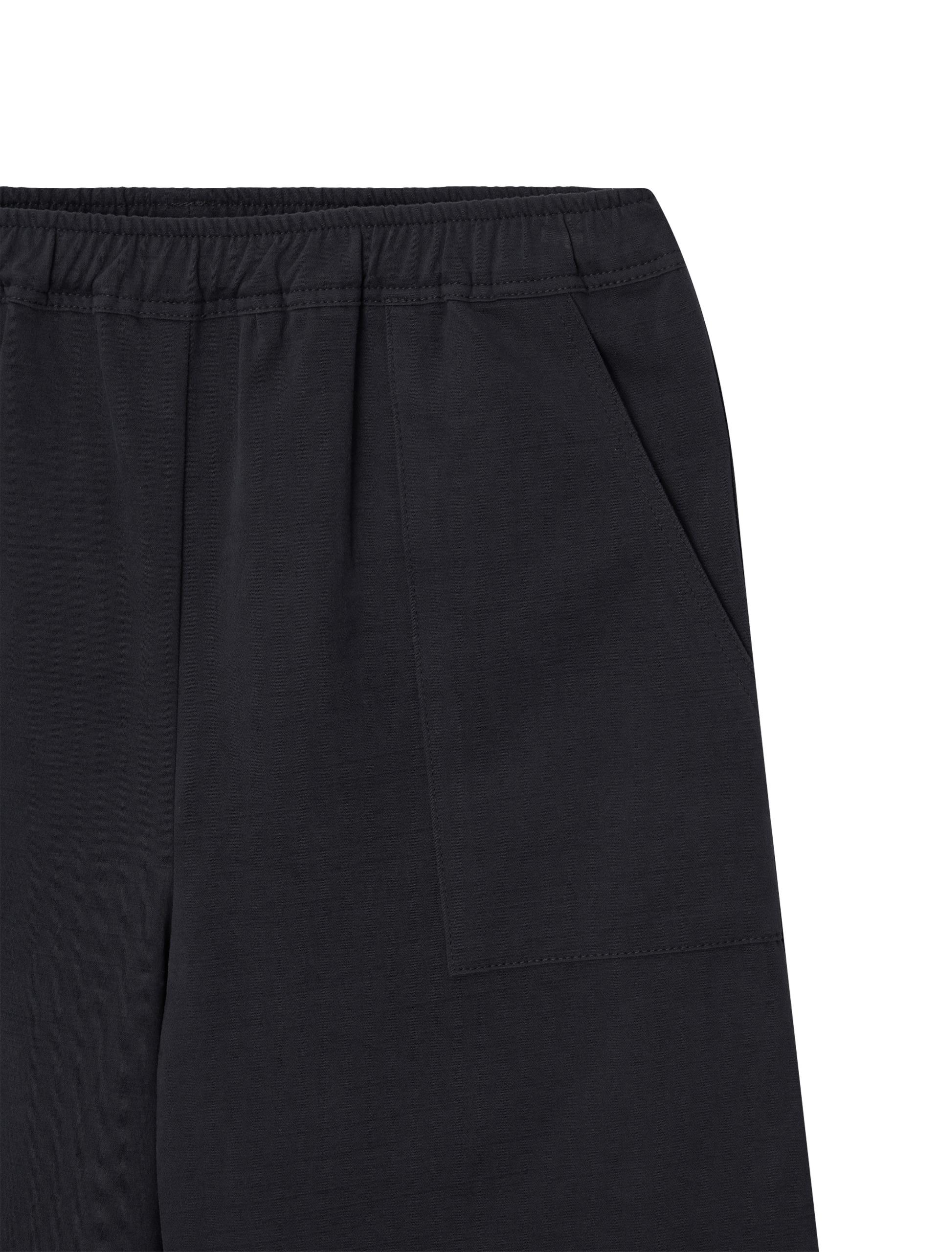 Back Button Cotton Half Pants - charcoal