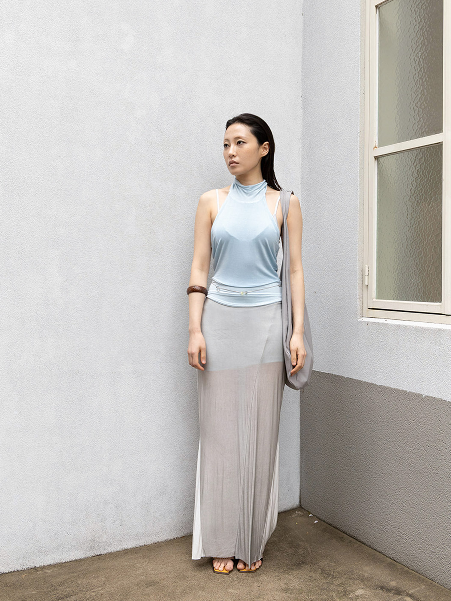 Block Scarf Halter - glacier