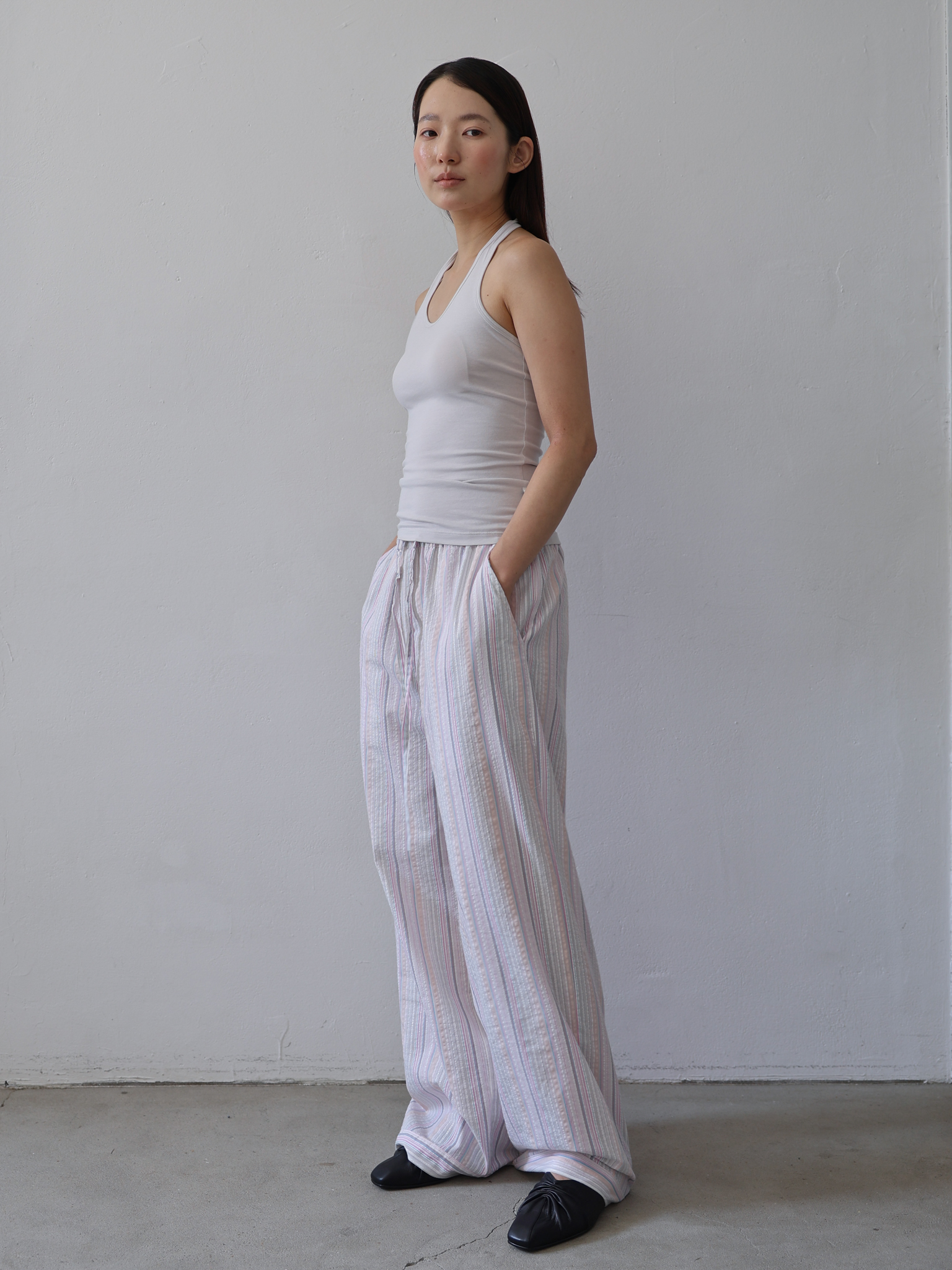 Banding Pants - stripe pink
