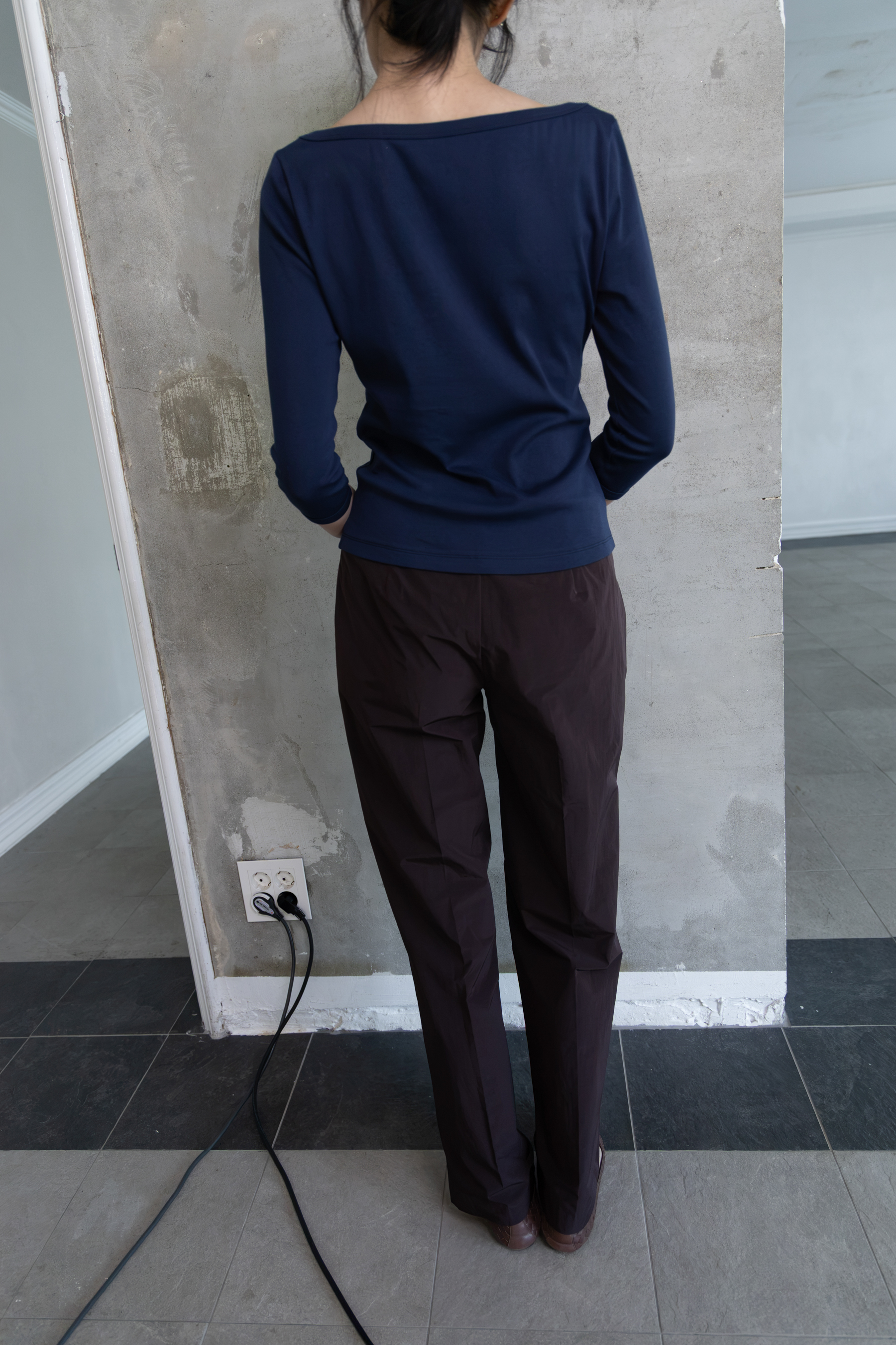 Boatneck 3/4 Sleeve Tee - navy