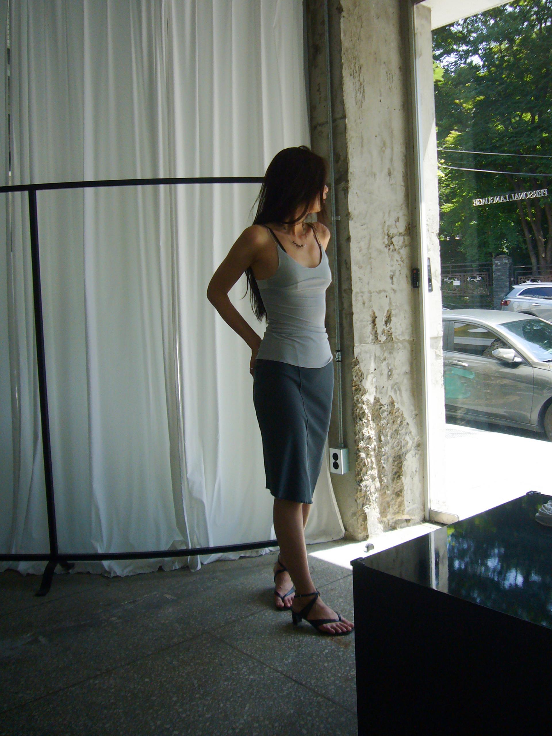 Mid Rib Skirt - charcoal blue