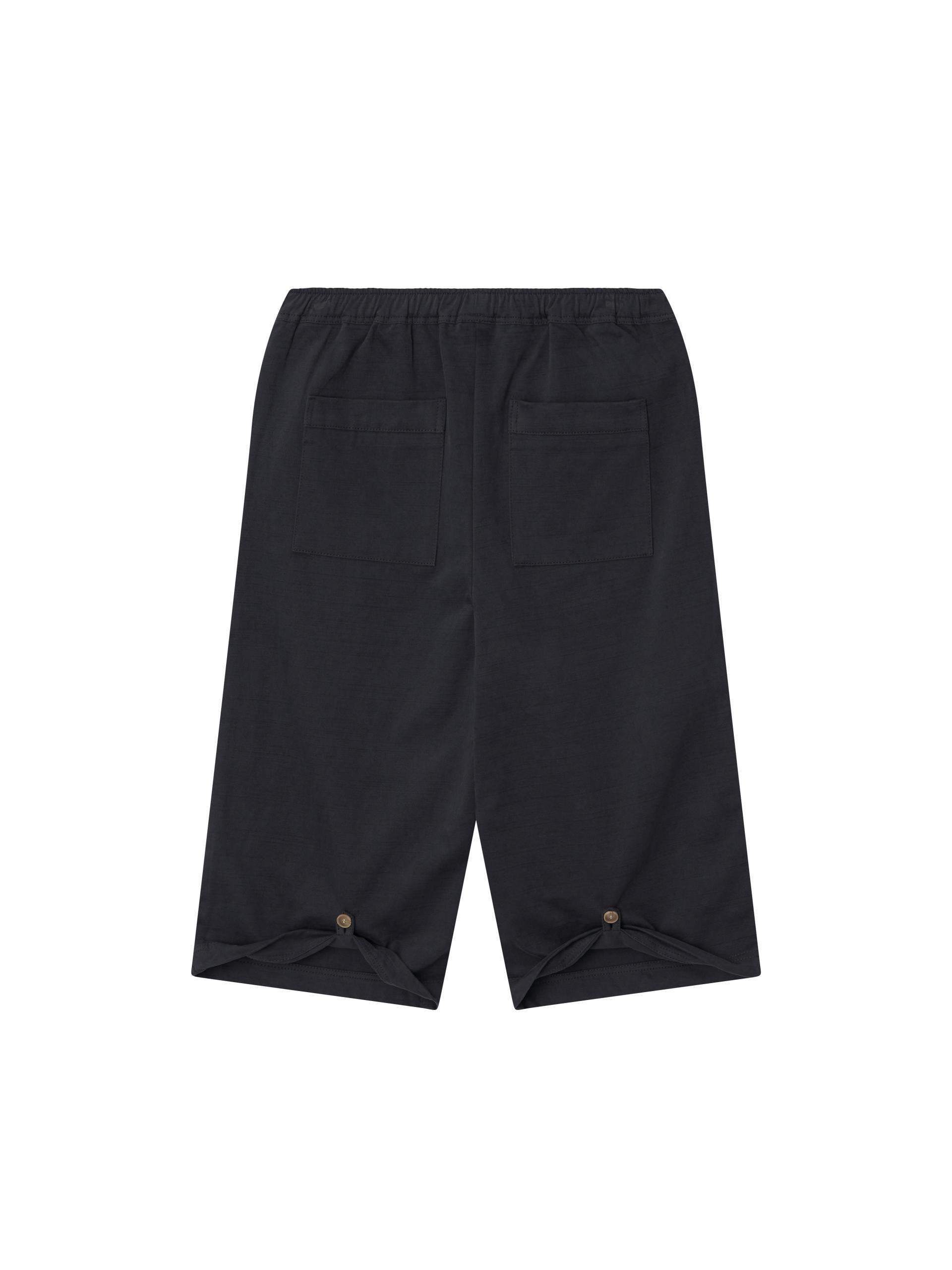 Back Button Cotton Half Pants - charcoal