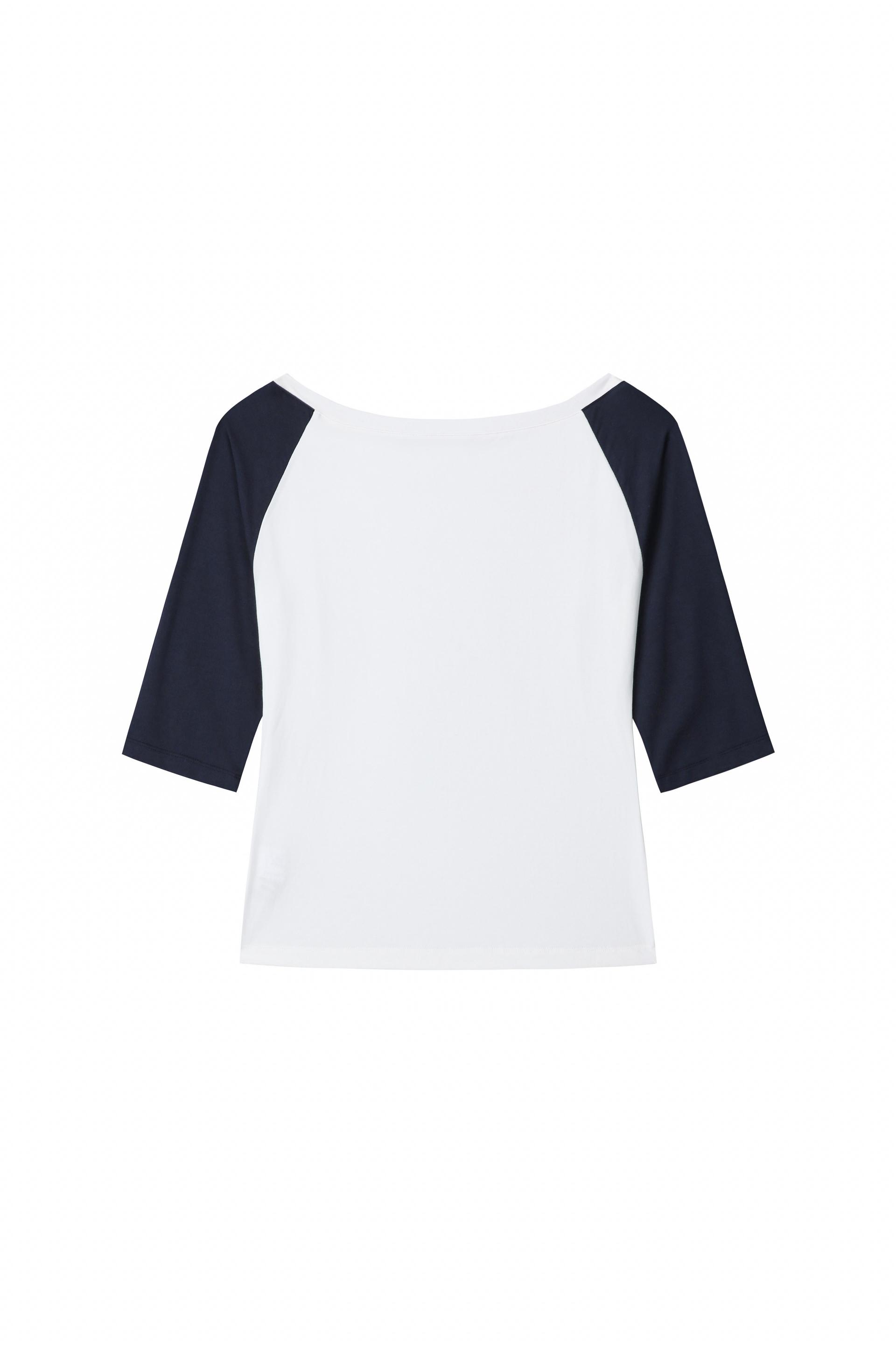 Raglan Half Sleeve T-Shirt - cream/navy