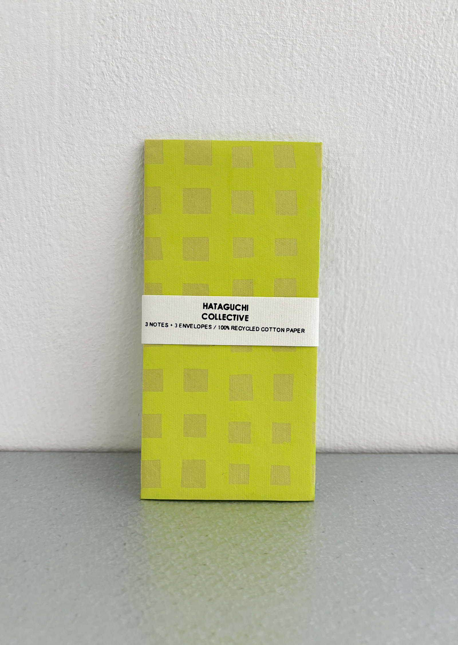 3pack Card and Envelope - lime grid