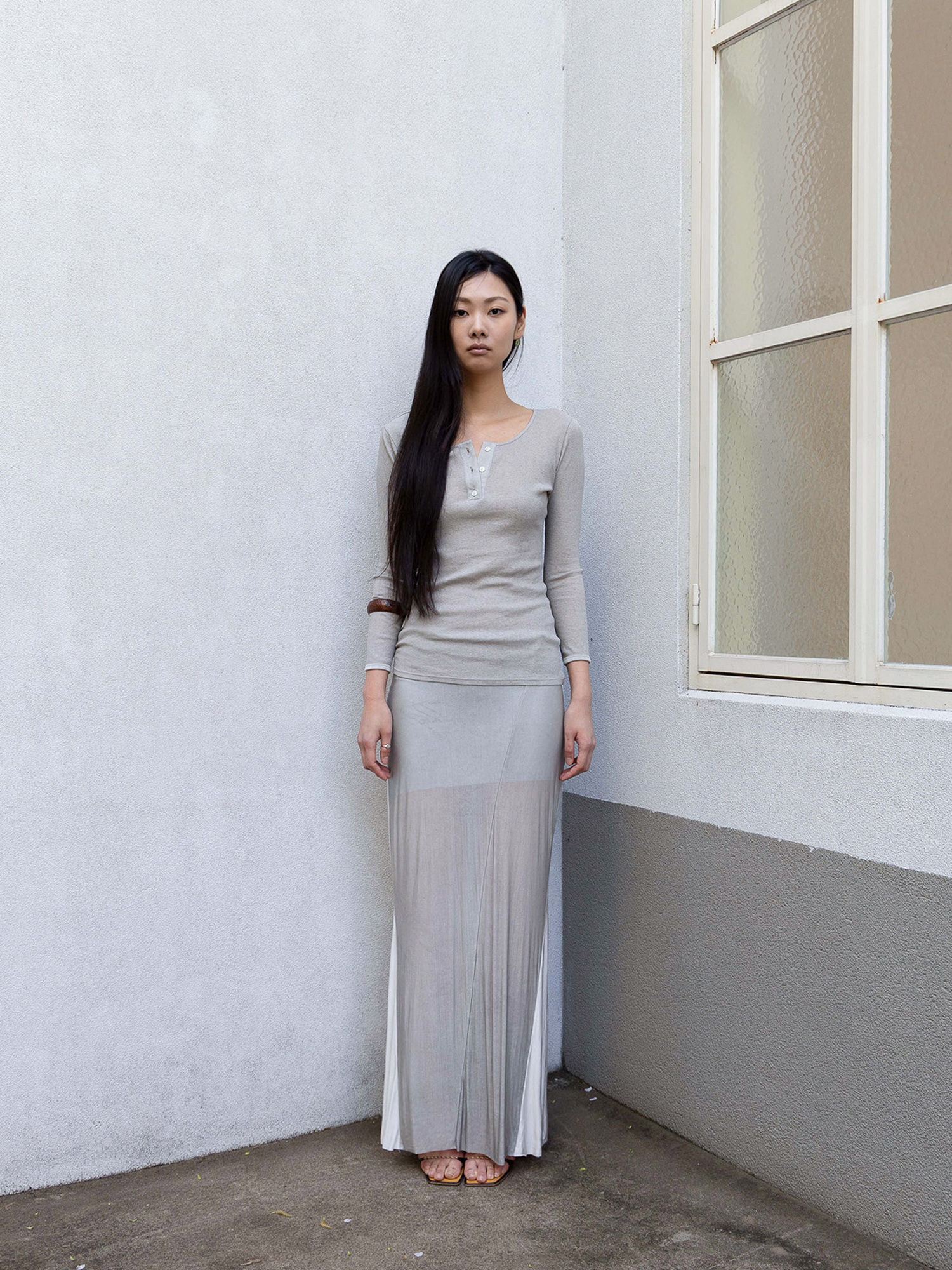Drop Skirt II - ice grey / white