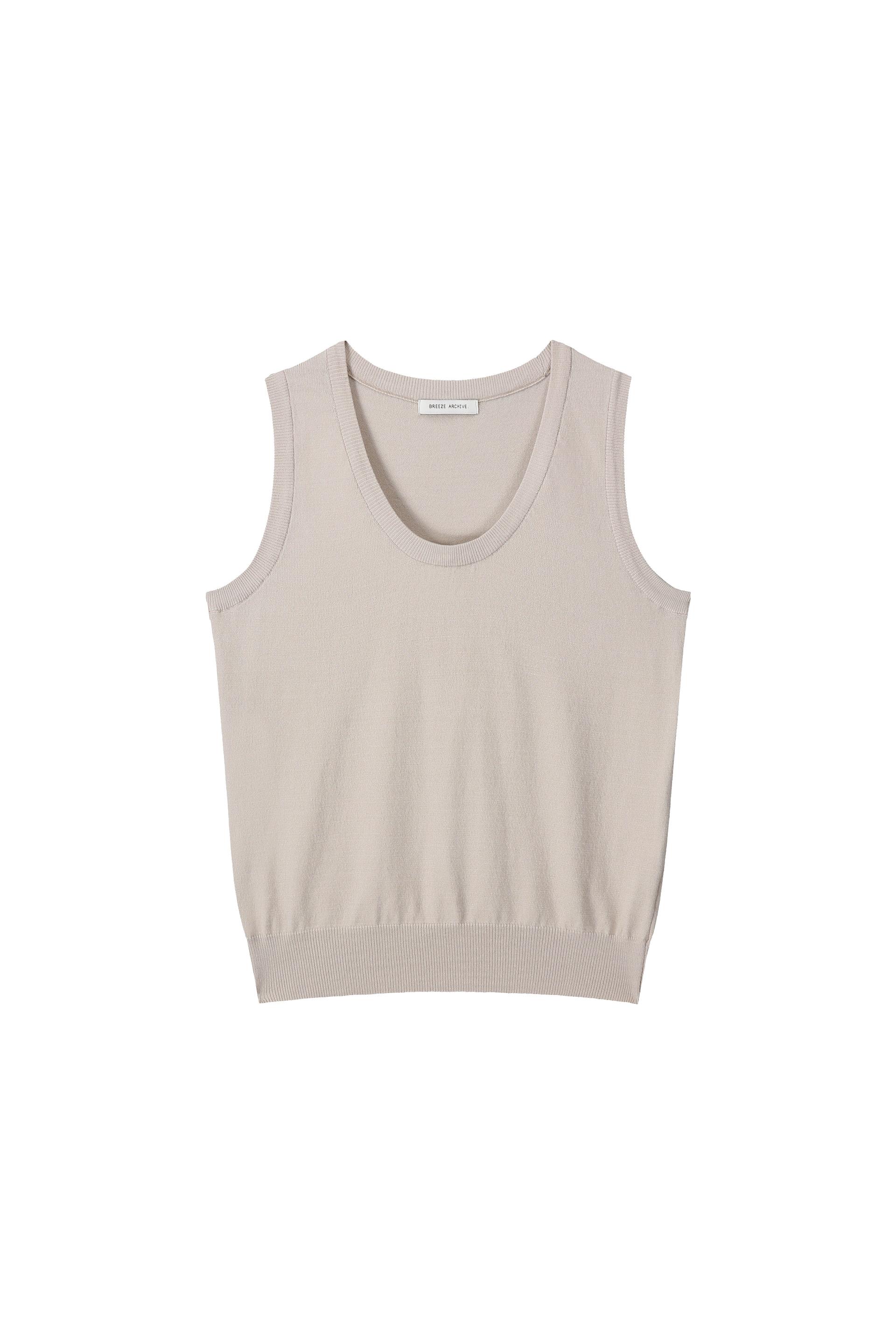 U-neck Knit Vest - beige