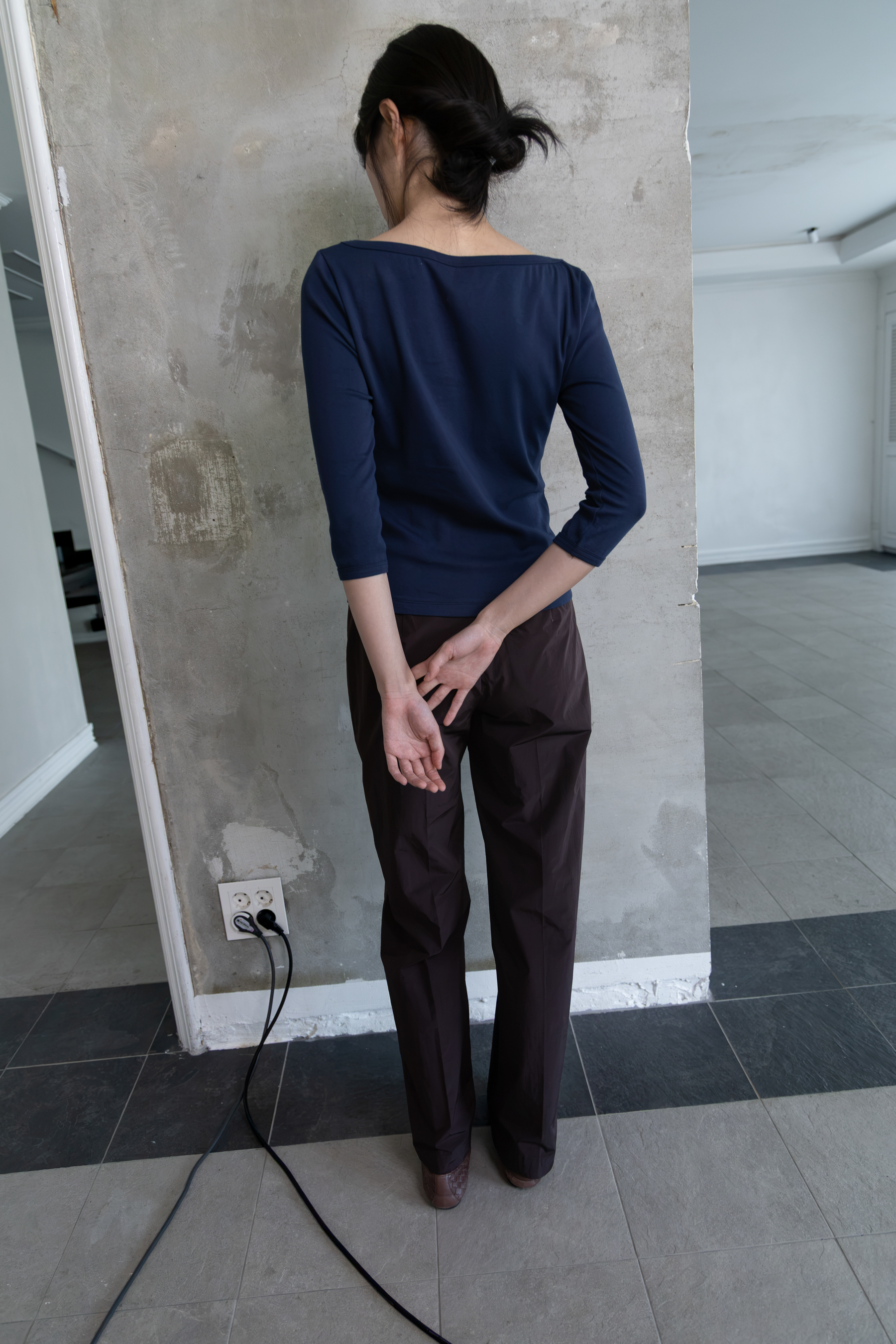 Boatneck 3/4 Sleeve Tee - navy