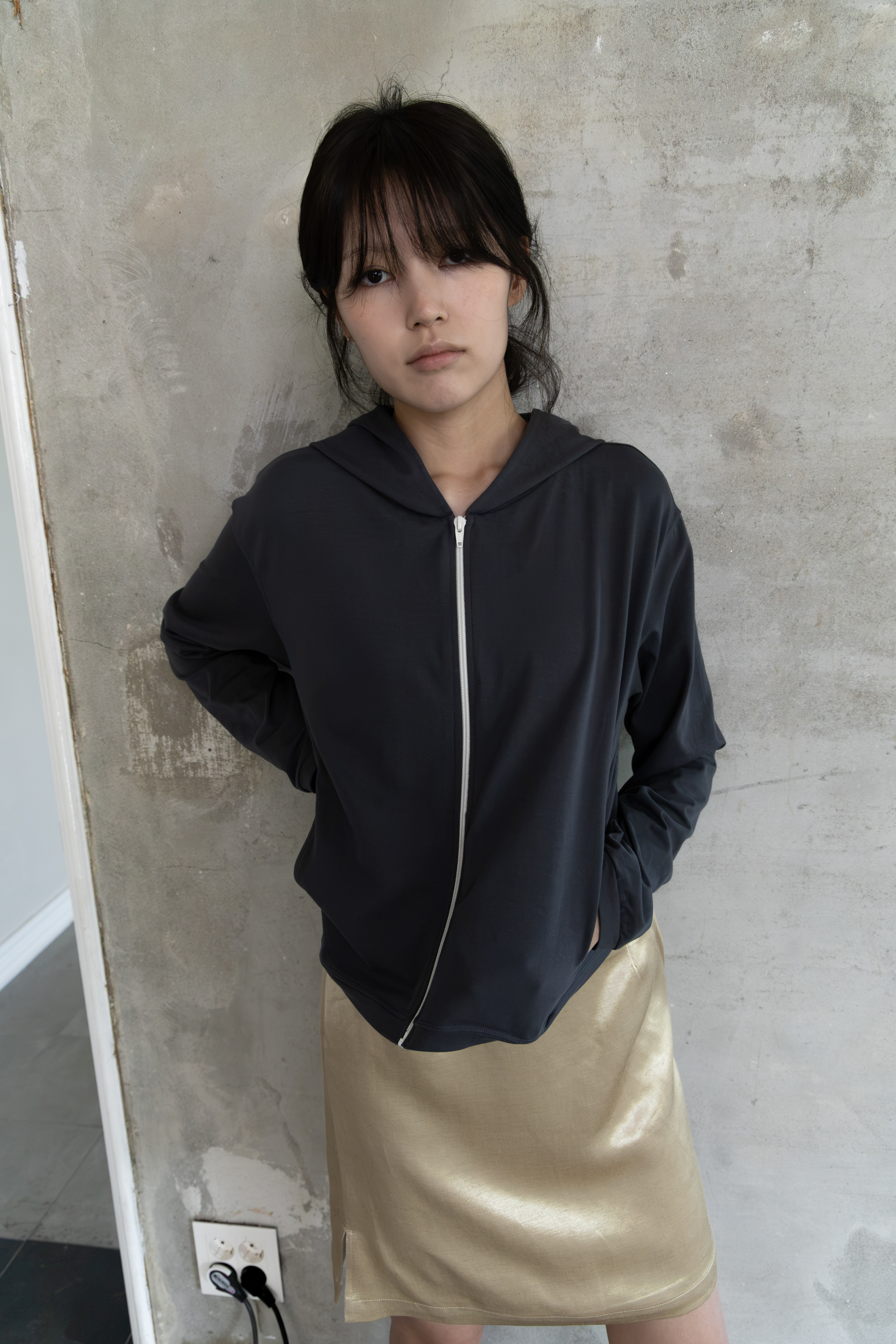 Line Zip Hoodie - charcoal