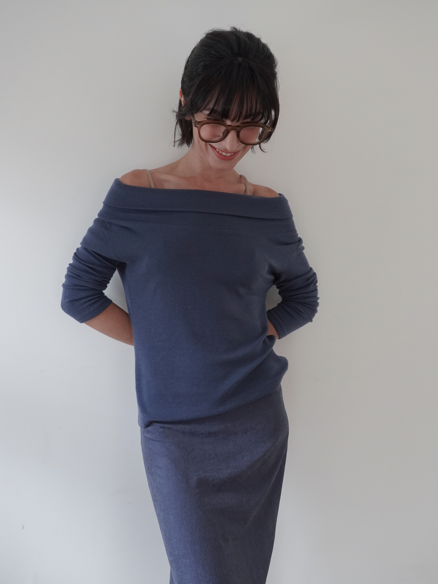 Slim Turtleneck Wool Blend Long Sleeve - blue