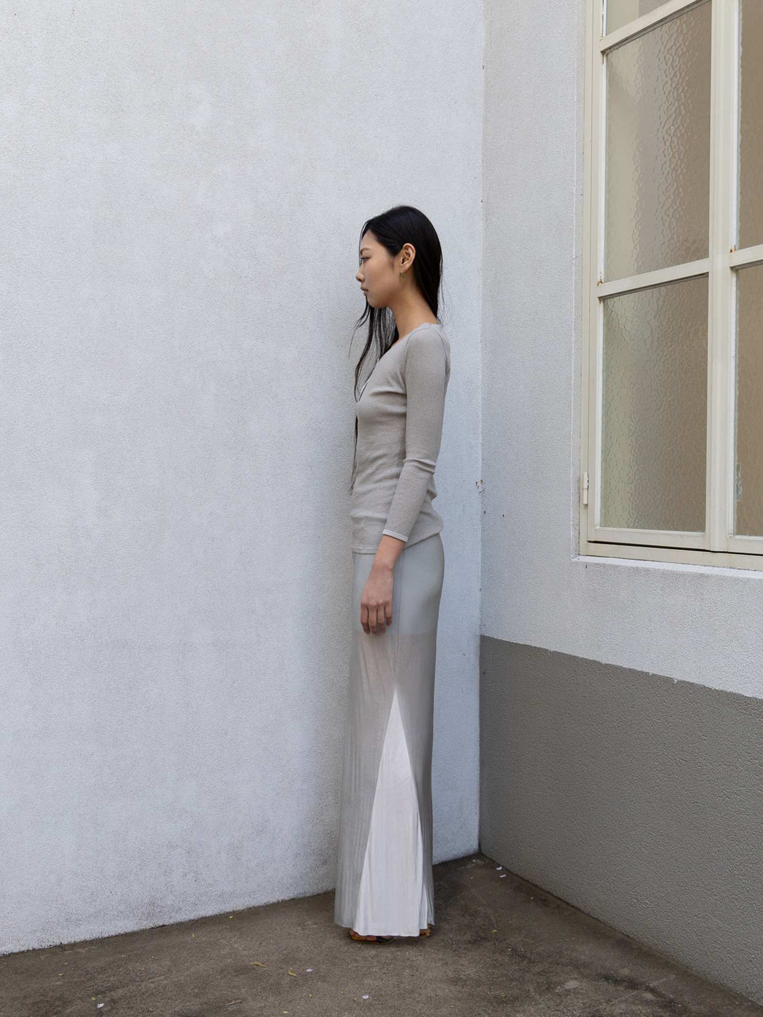 Drop Skirt II - ice grey / white