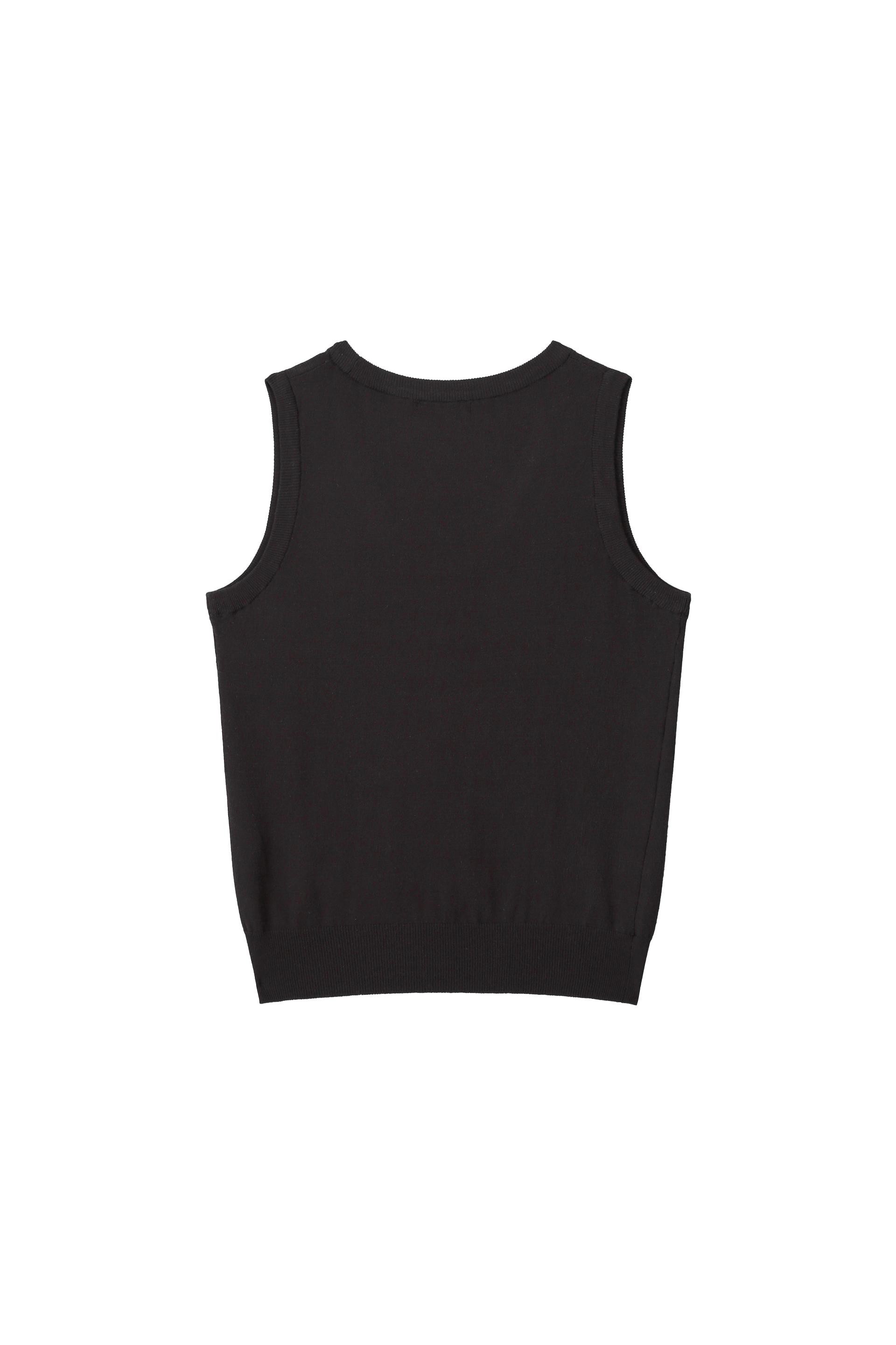 U-neck Knit Vest - black