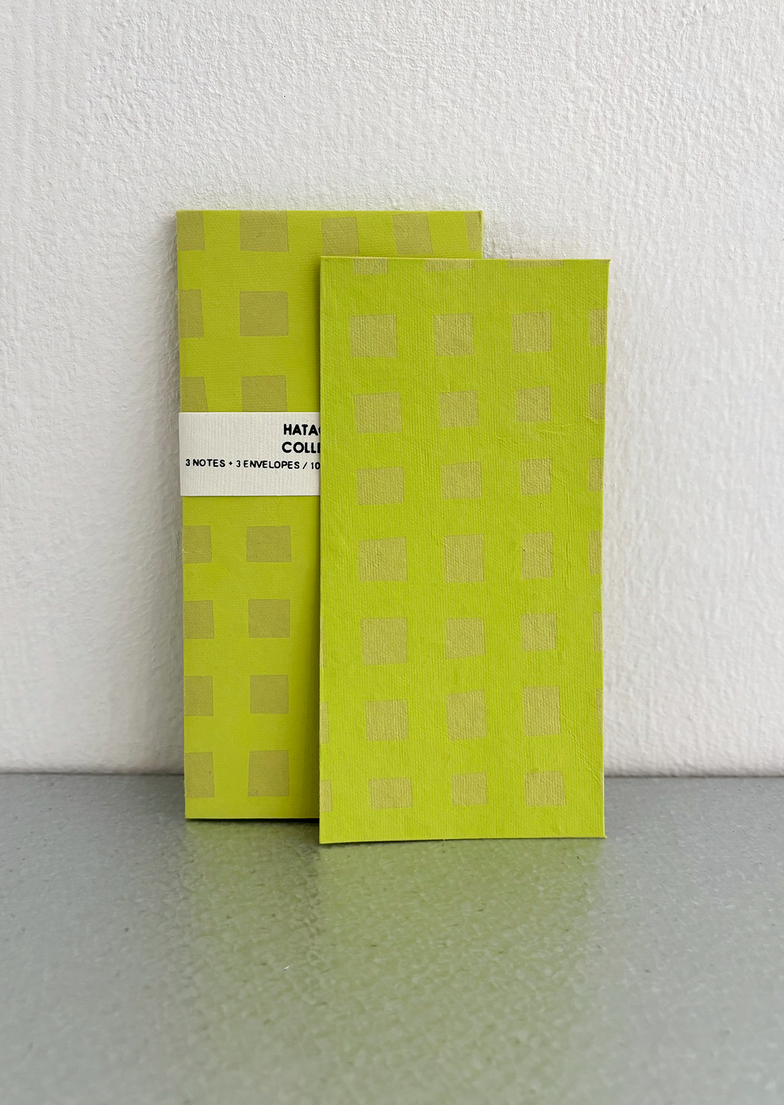 3pack Card and Envelope - lime grid