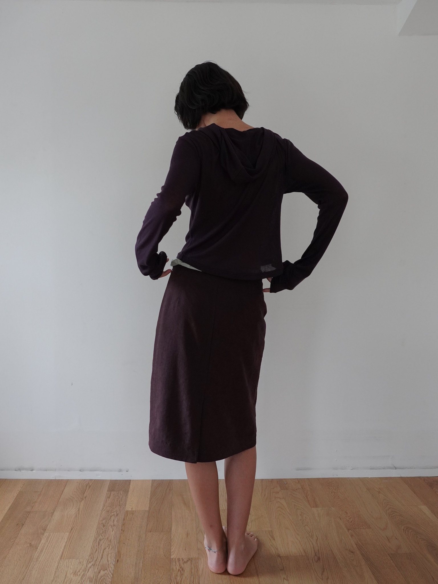 Hooded Wool Blend Long Sleeve - purple