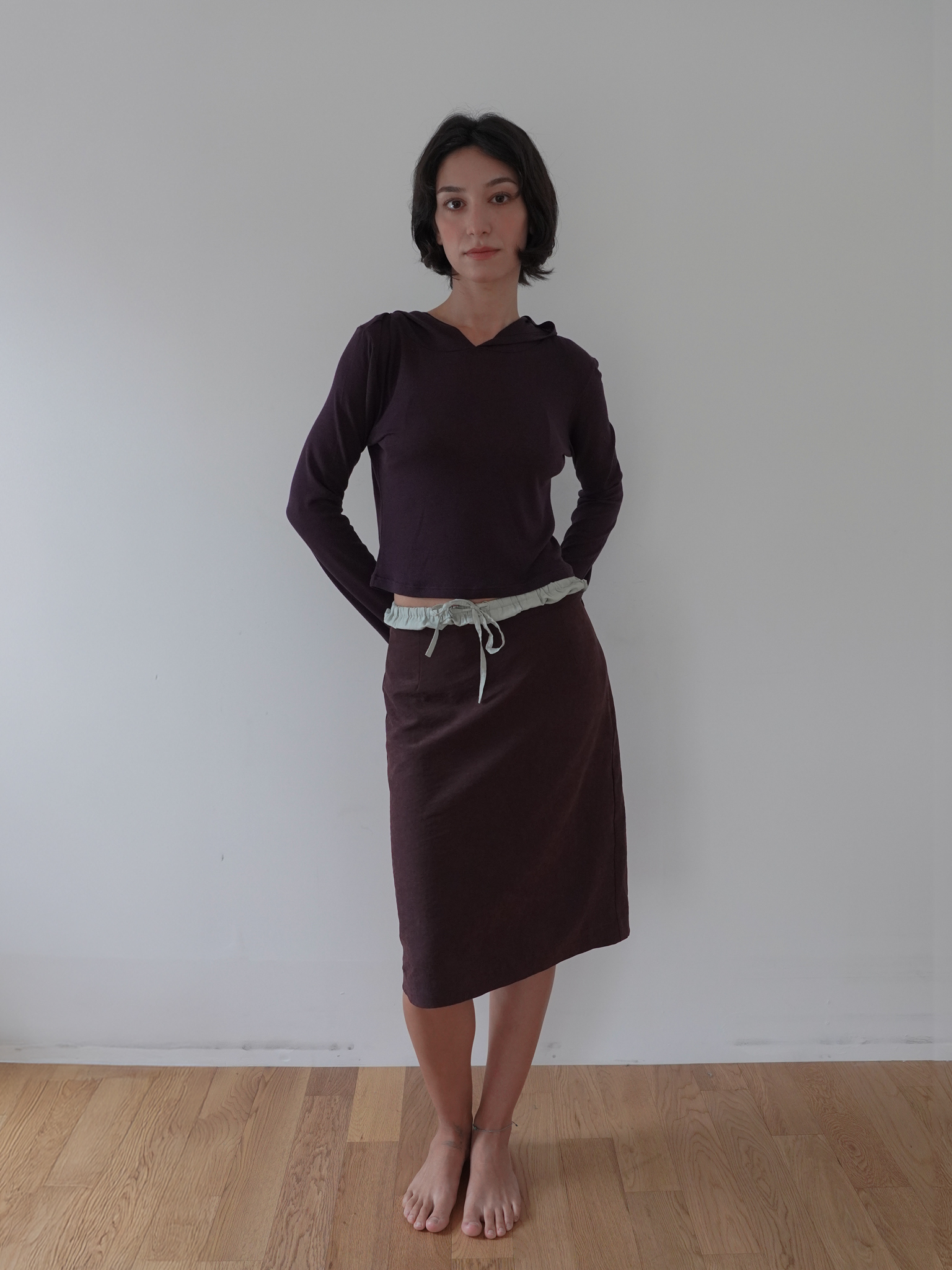 Hooded Wool Blend Long Sleeve - purple