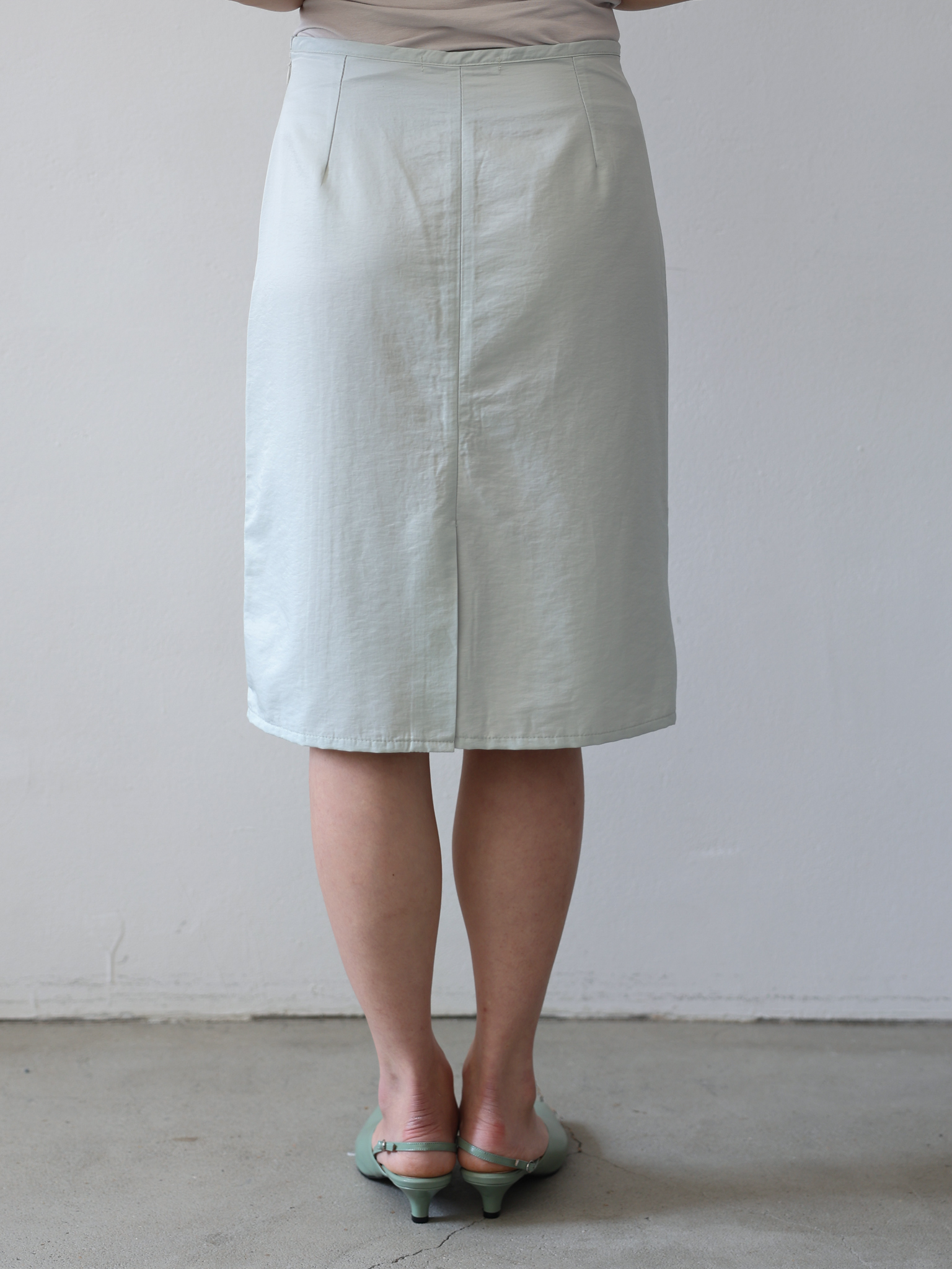 Satin Midi Skirt - mint