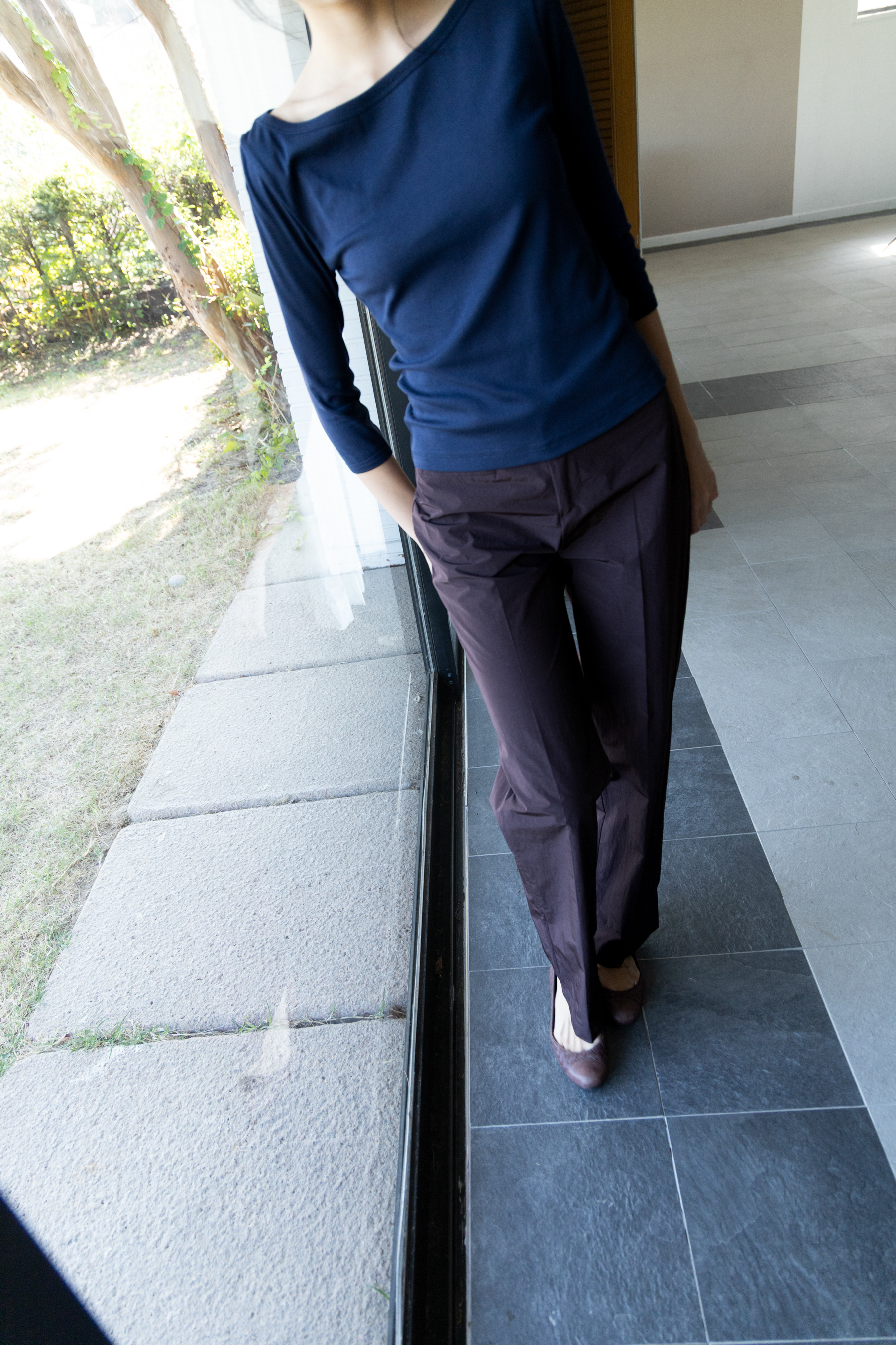 Boatneck 3/4 Sleeve Tee - navy