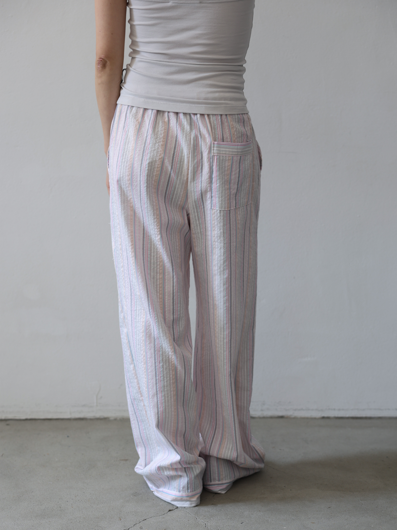 Banding Pants - stripe pink
