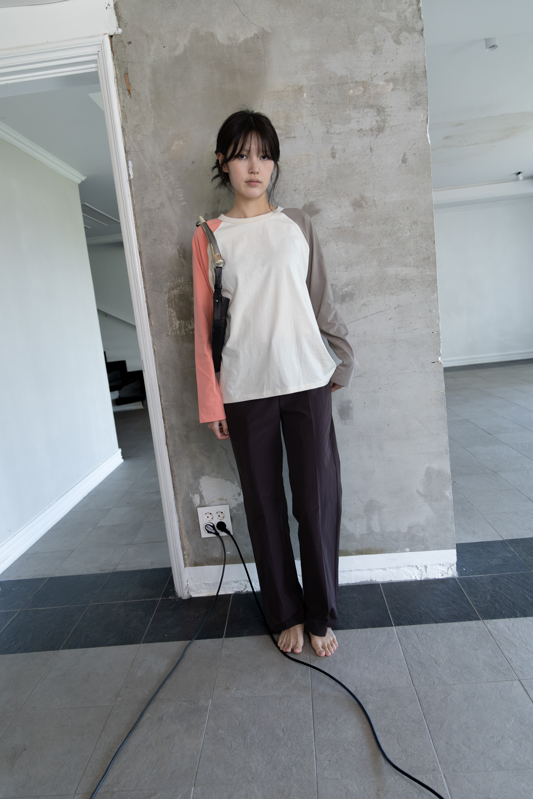Color Block Raglan - brown/coral / 10월 5일 출고