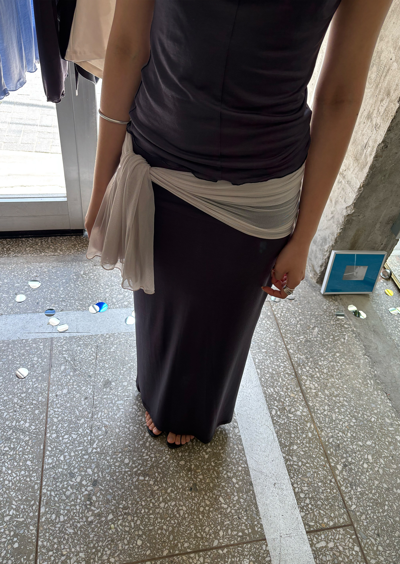 (Summer) Straight Long Skirt - navy