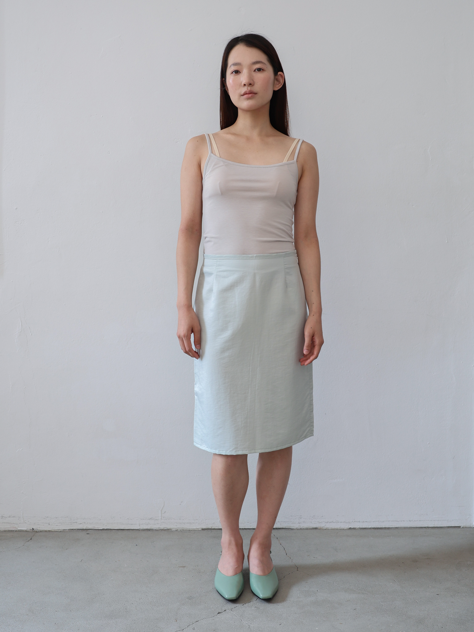 Satin Midi Skirt - mint