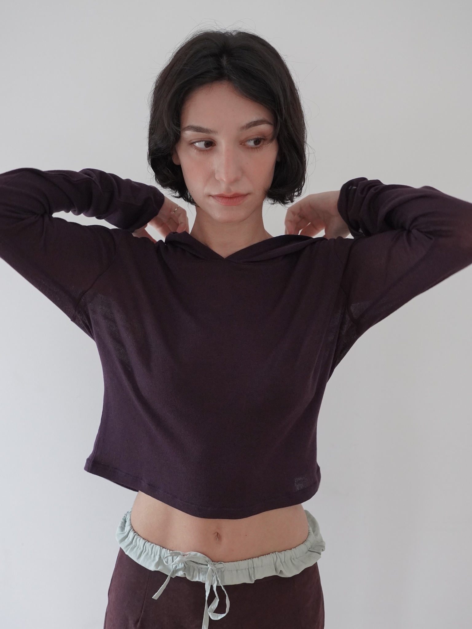 Hooded Wool Blend Long Sleeve - purple