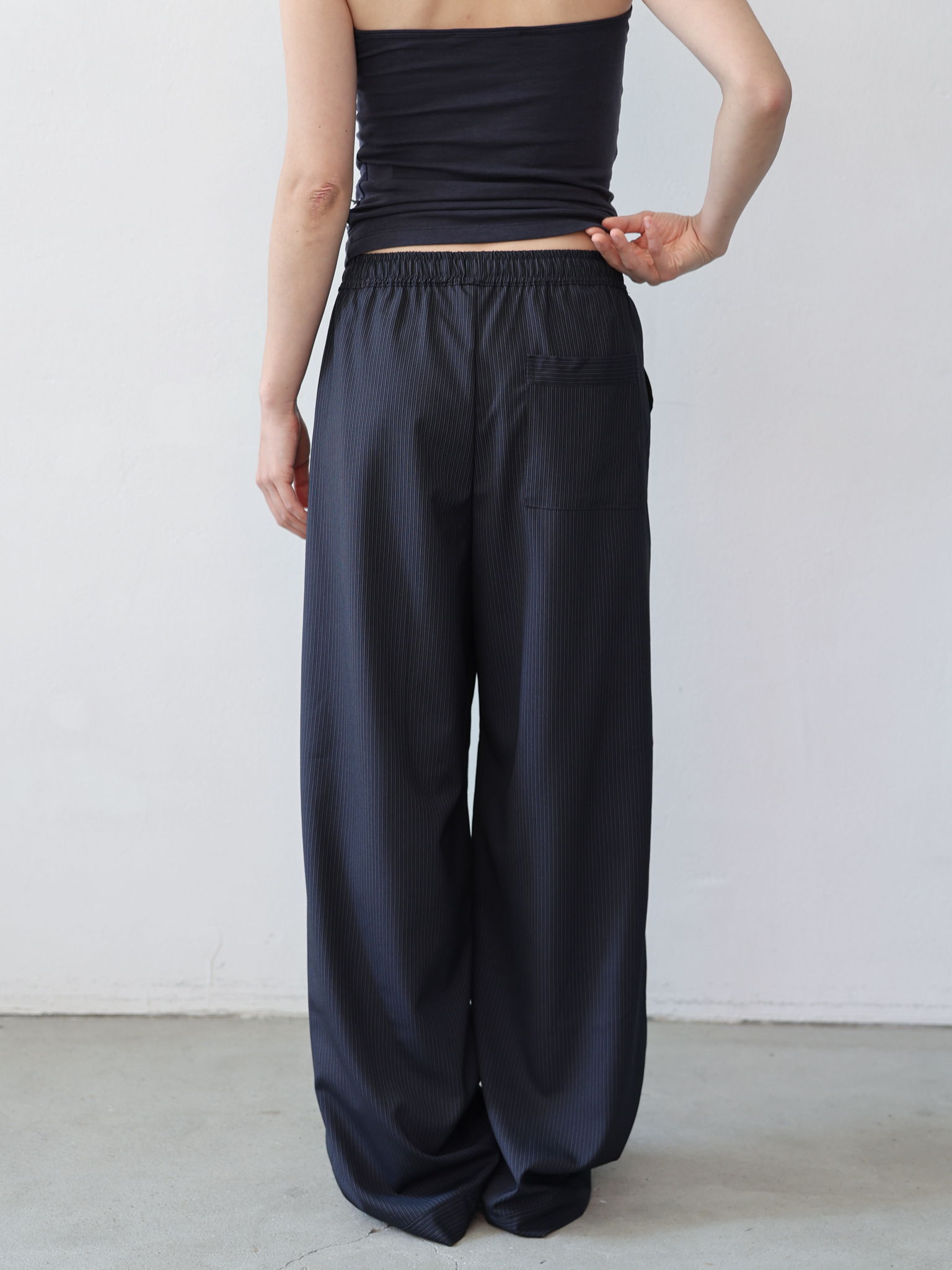 Banding Pants - stripe navy