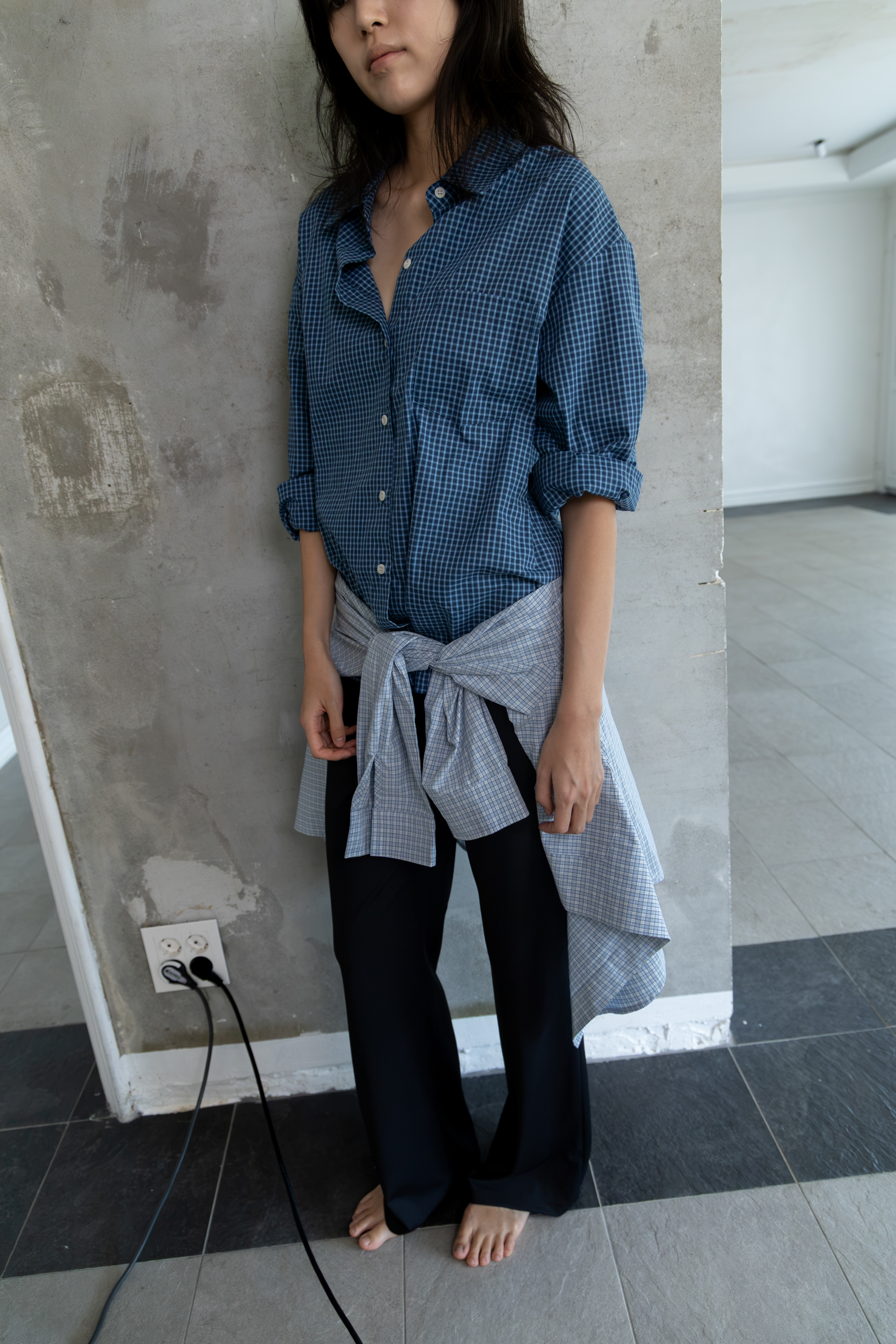 Cotton Check Shirt - blue