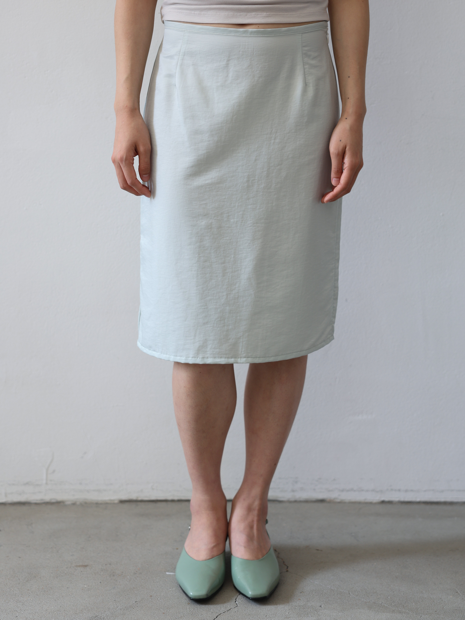 Satin Midi Skirt - mint